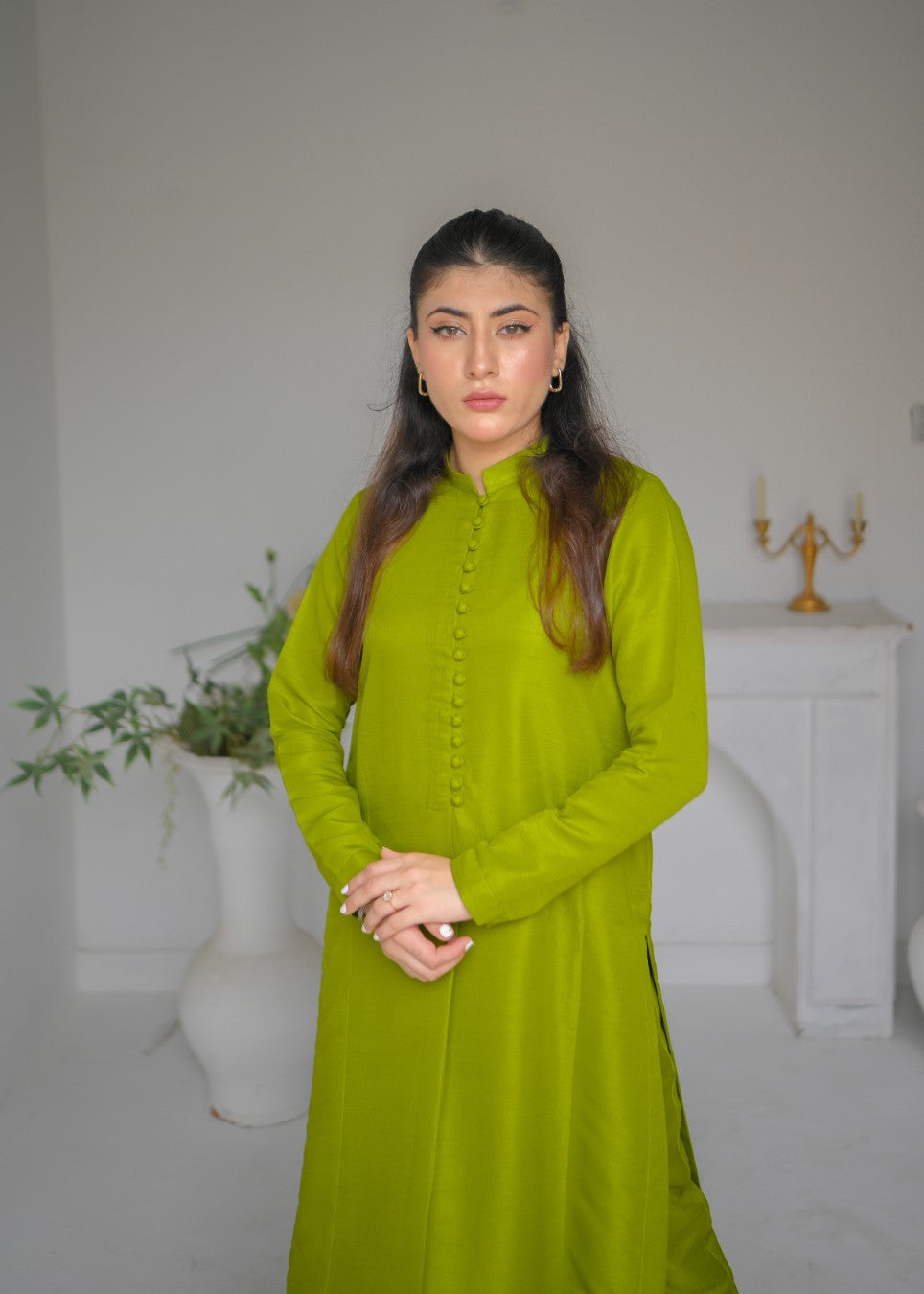 raw silk Co Ord Sets in Green