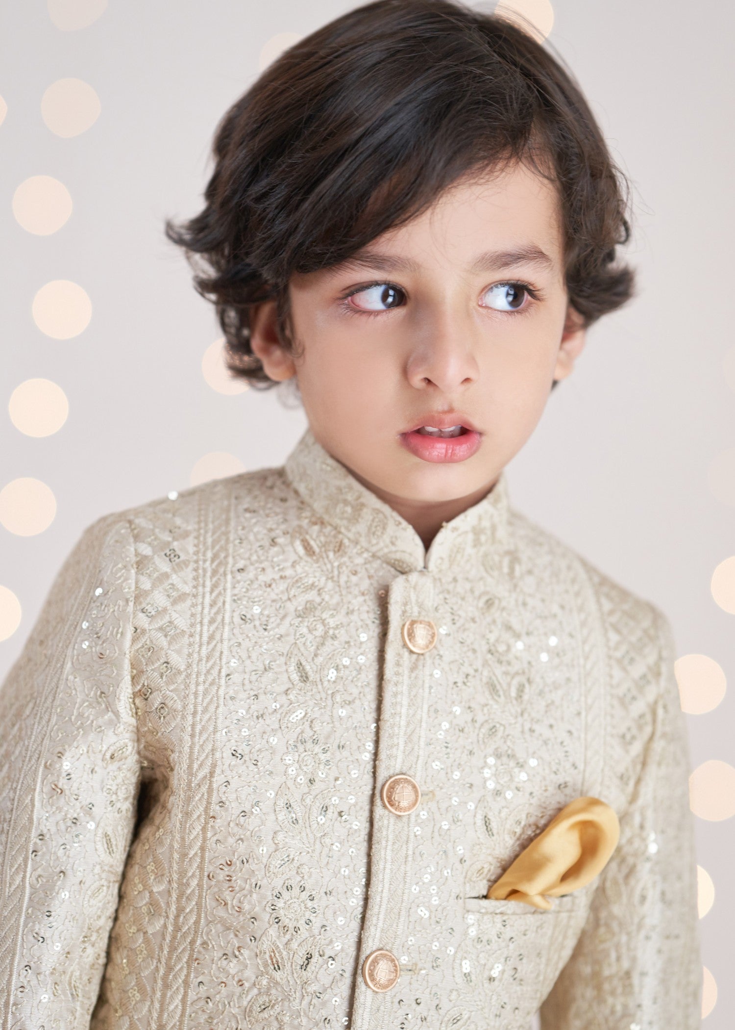 raw silk Prince Coat in Gold