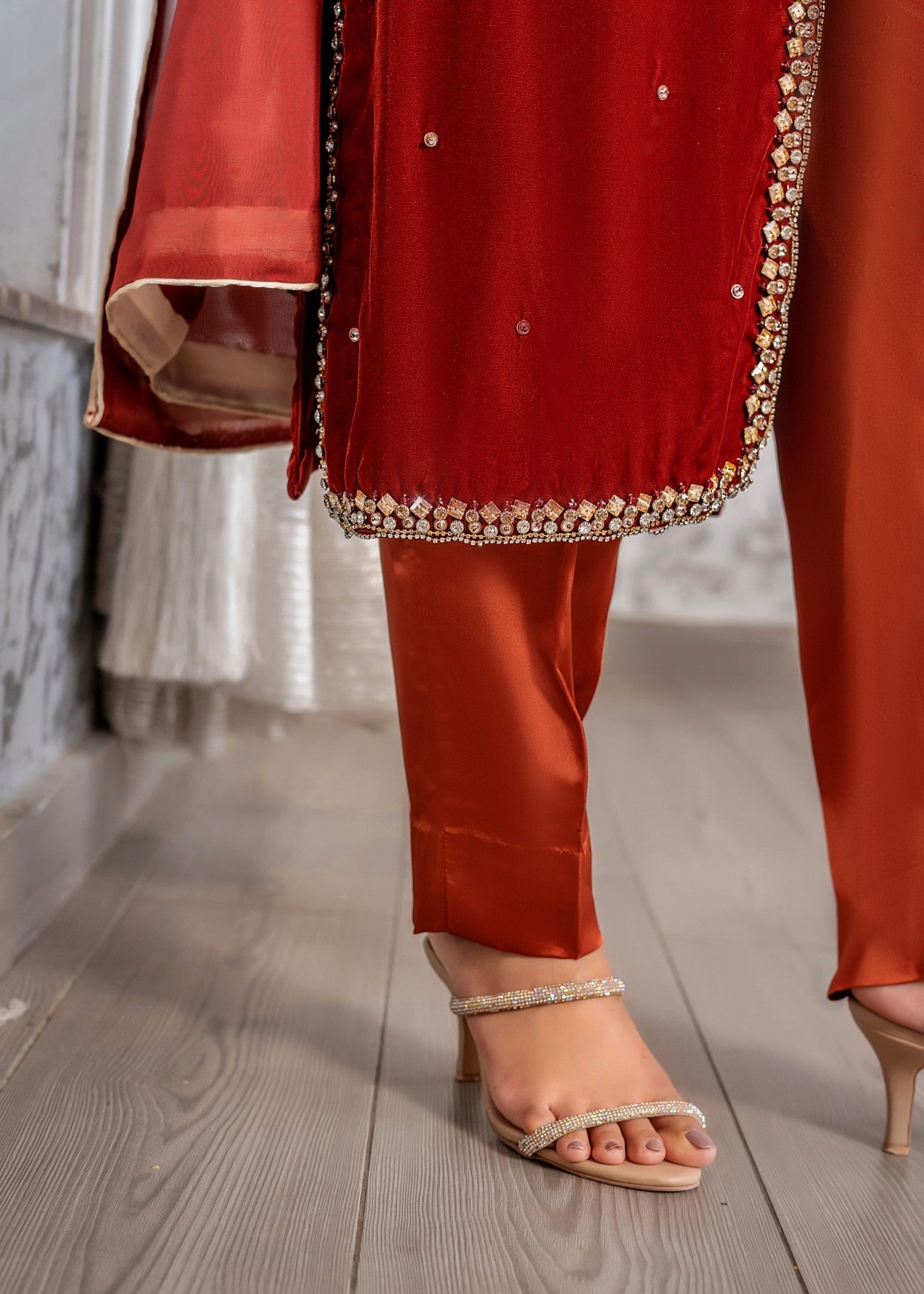 velvet Gown in Blood red