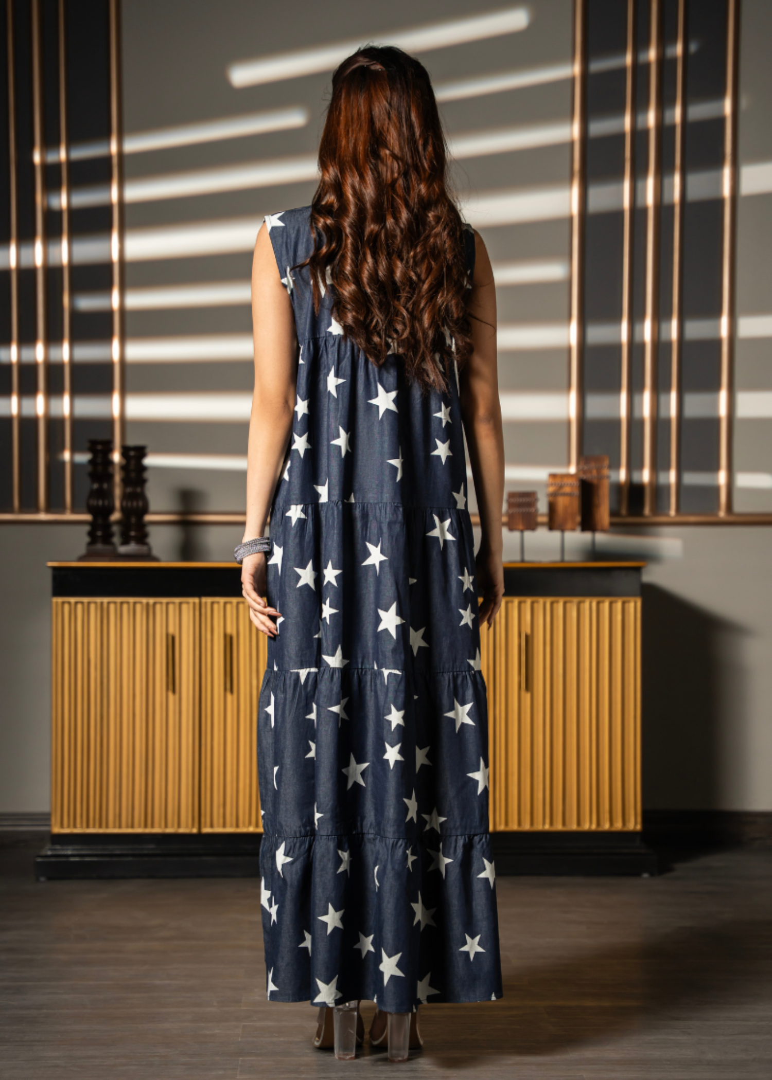 denim-like chambray Dress in Navy blue