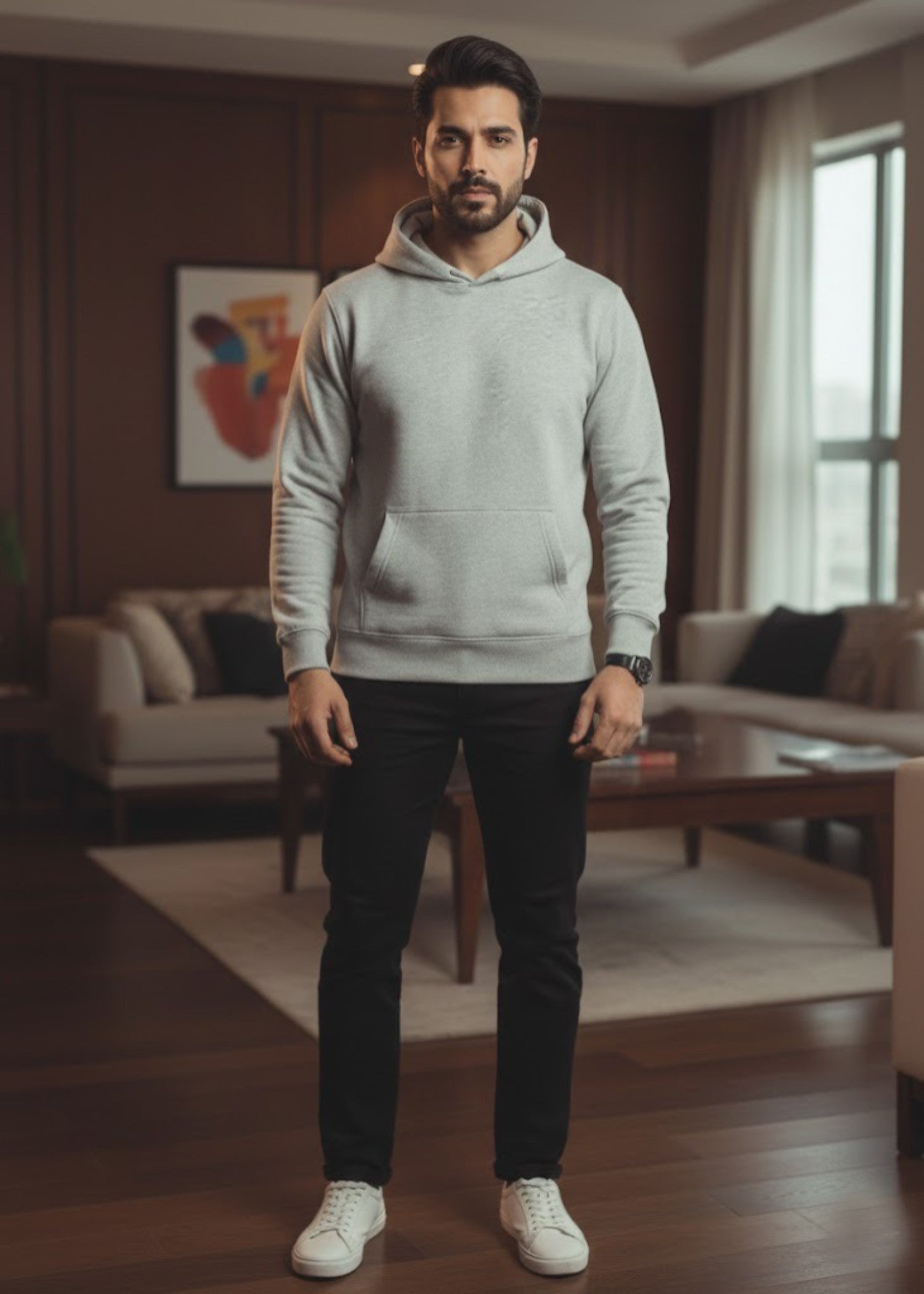fleece Hoodie in Pastel grey