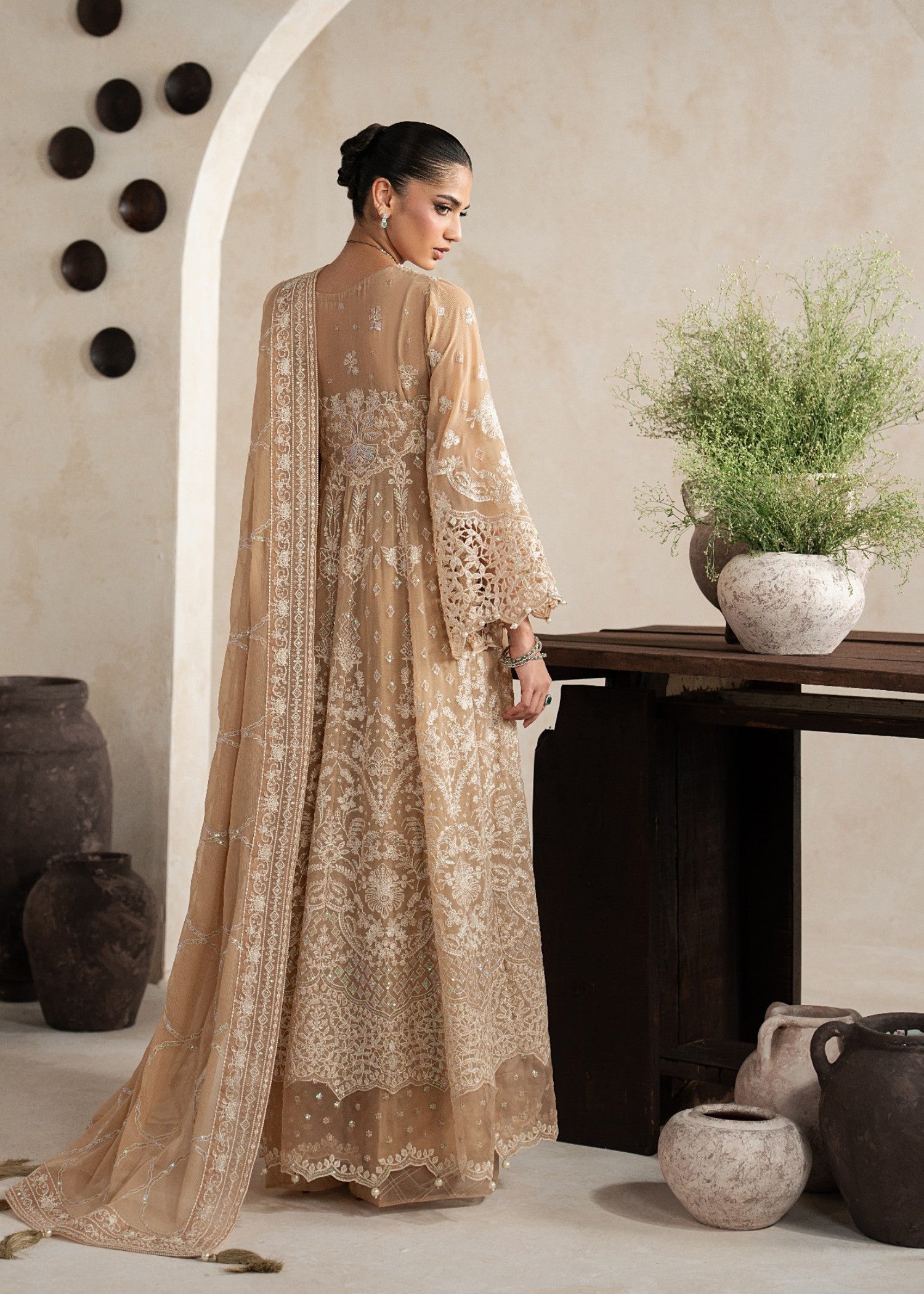chiffon Pishwas in Champagne