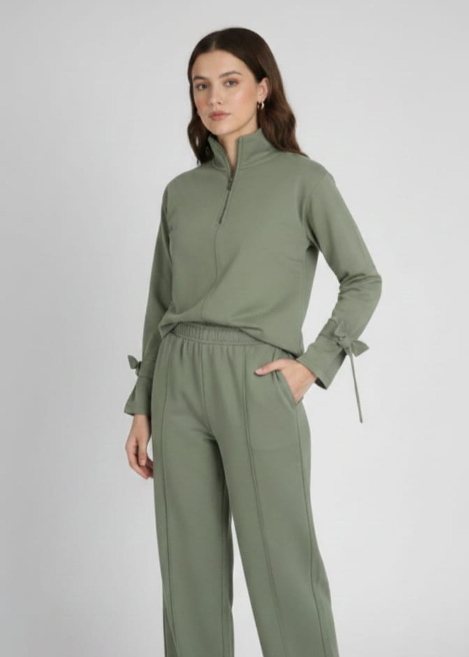 fleece Co Ord Sets in Olive green