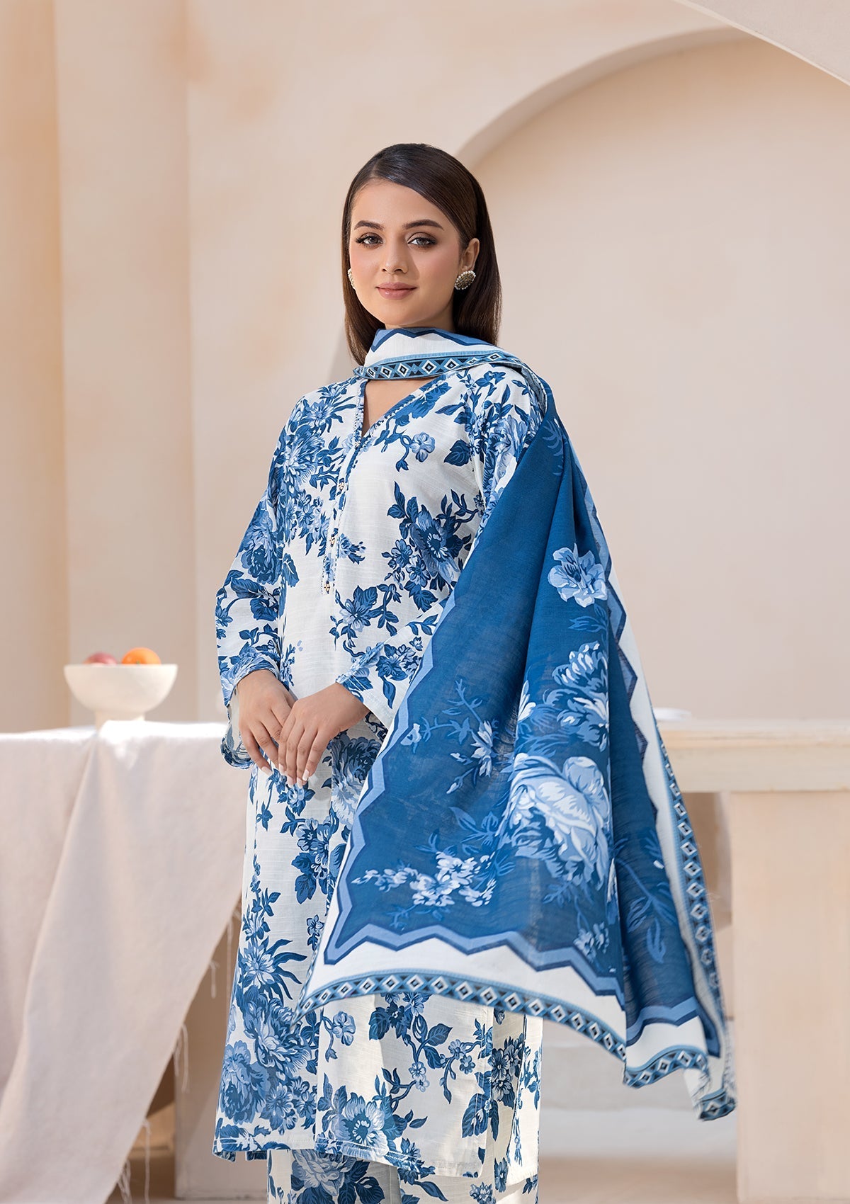 khaddar Kurta Set in Sky blue