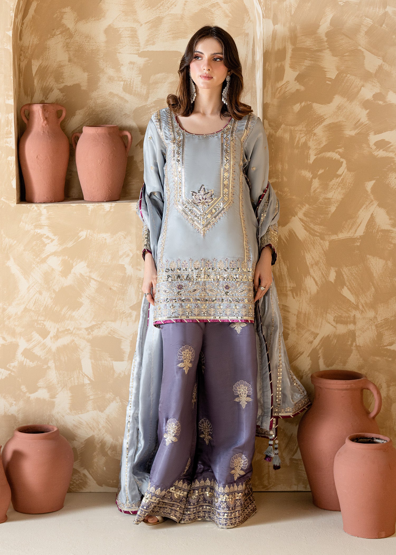silk Kurta Set in Multi
