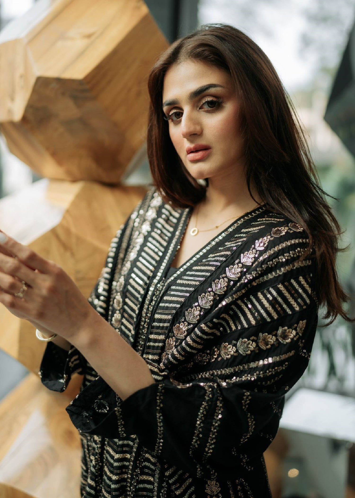 cotton Kaftan in Black