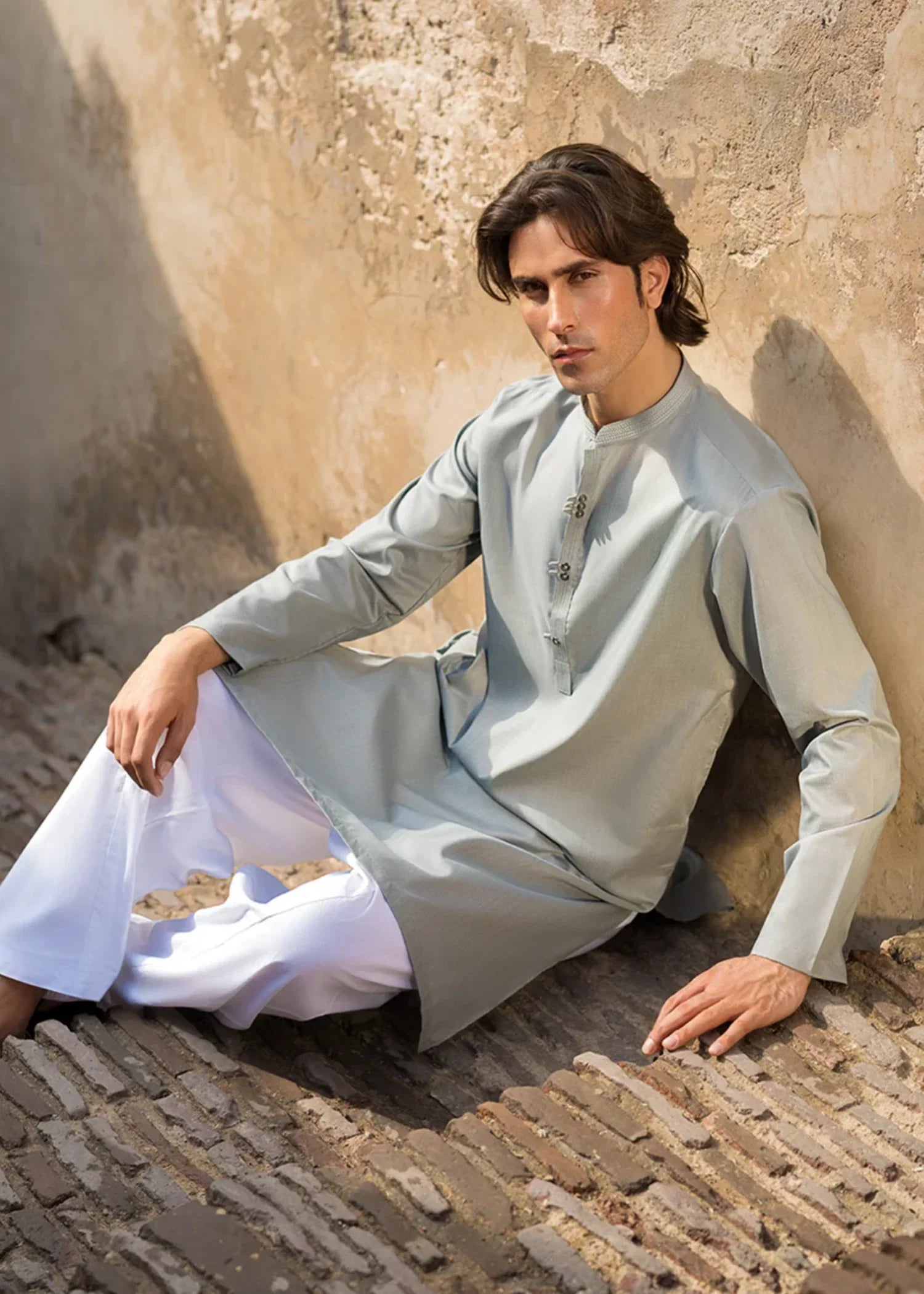 cotton Kurta in Ash grey