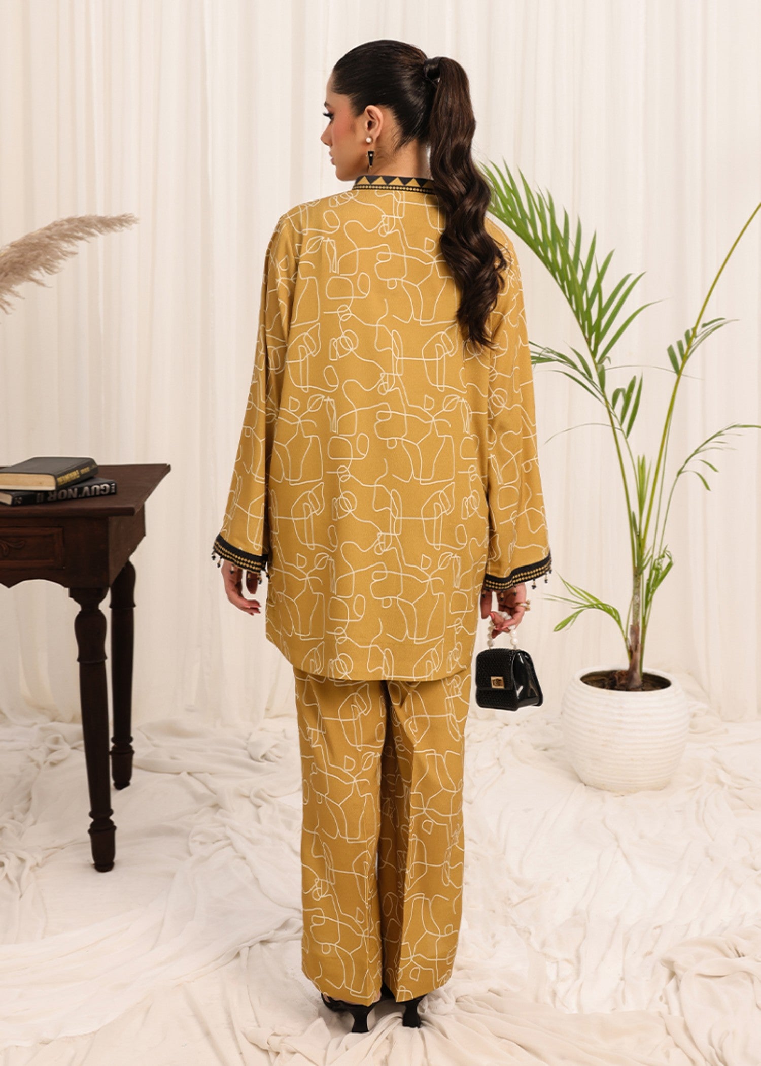 poly silk Co ord Sets in Mustard