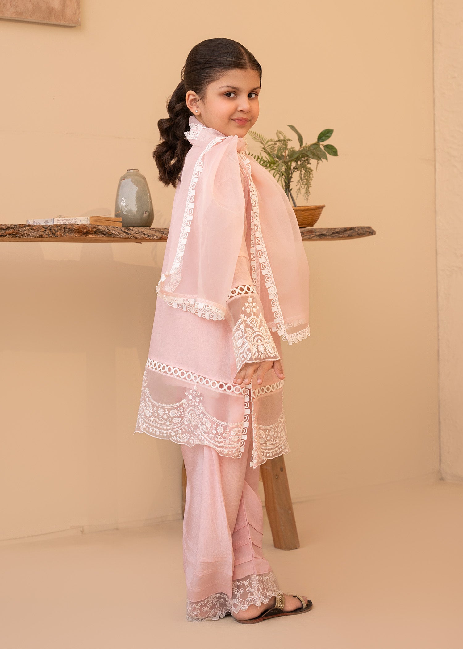 cotton silk Kurta Set in Baby pink