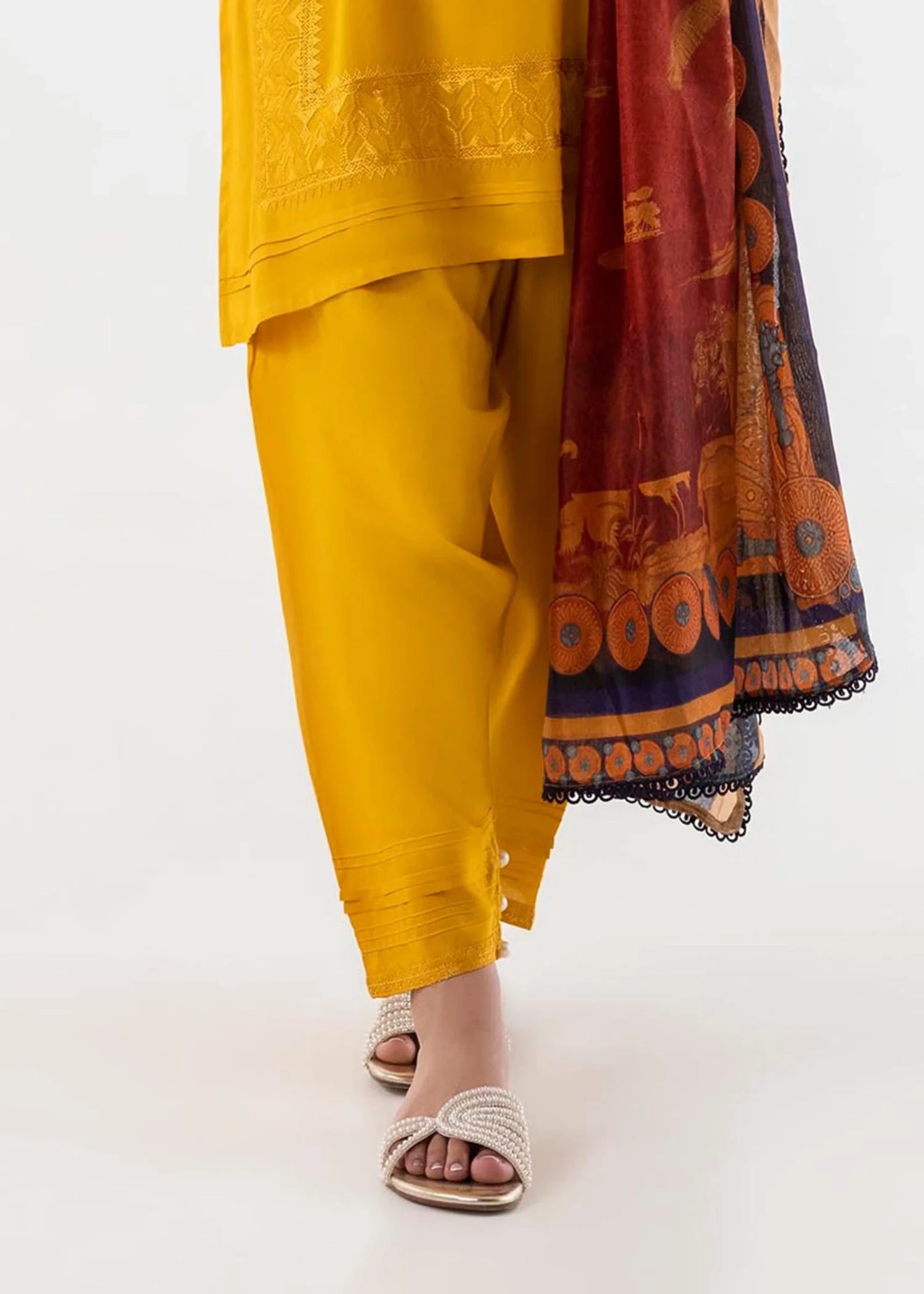 linen Shalwar in Mustard