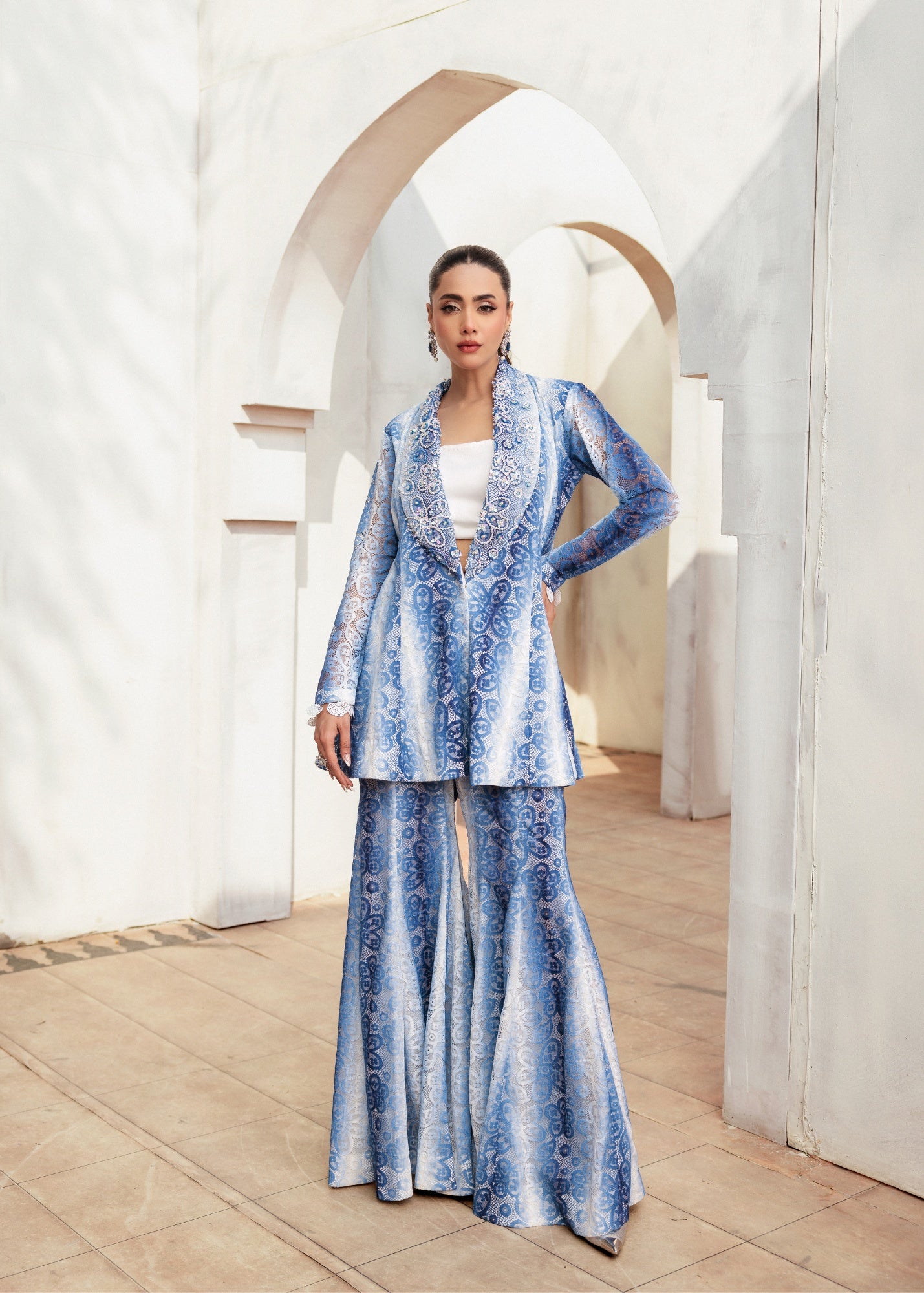 chantelle net Co Ord Sets in Royal blue