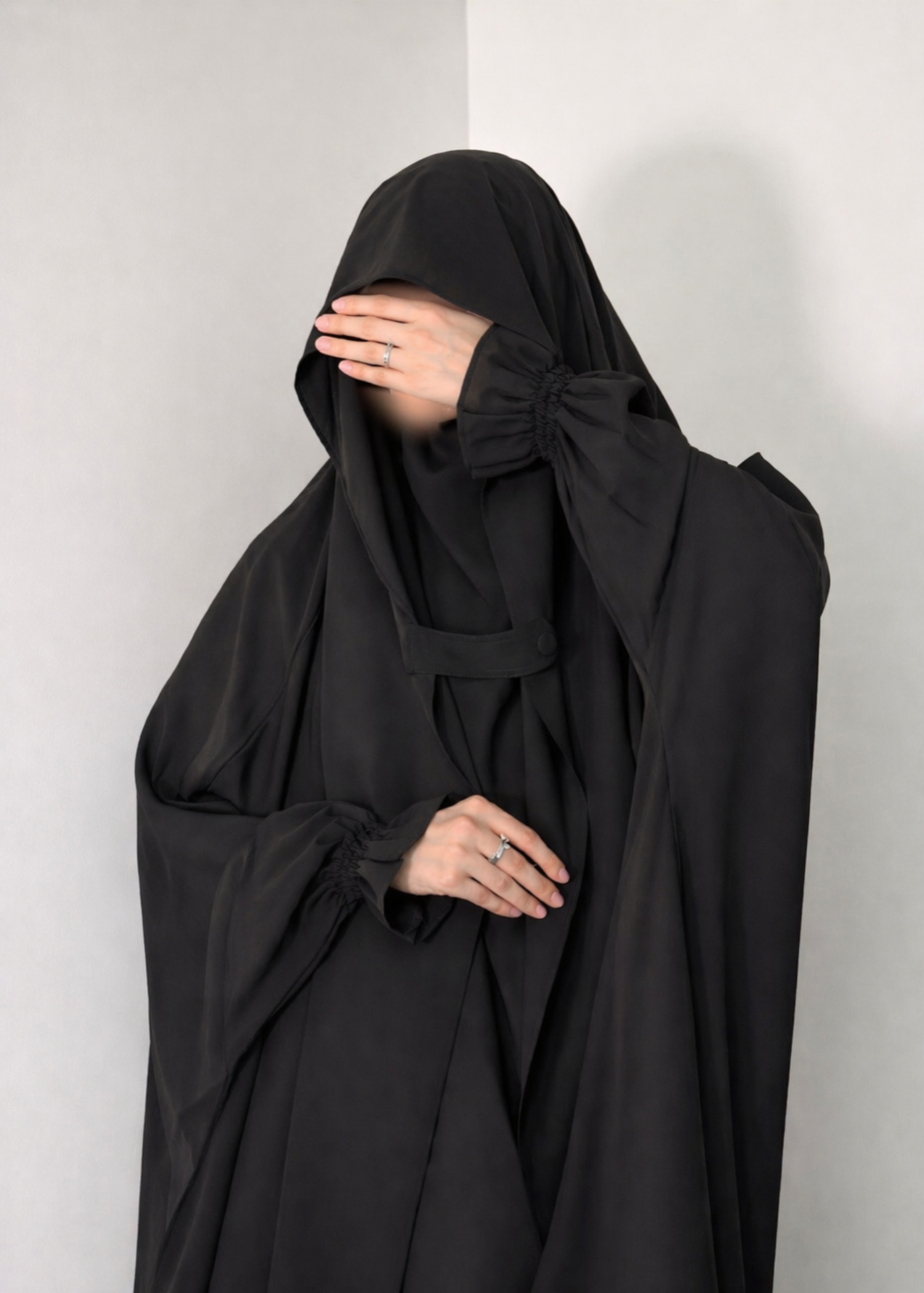 interlock knit Jilbab in Black