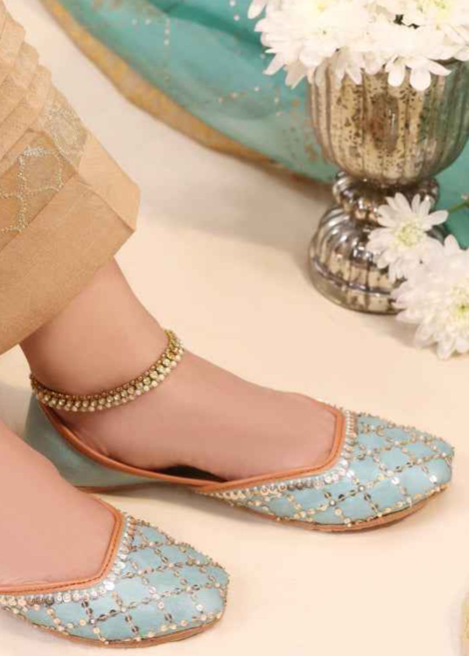 Khussa in Turquoise by - High Quality Women Khussa ITE2730