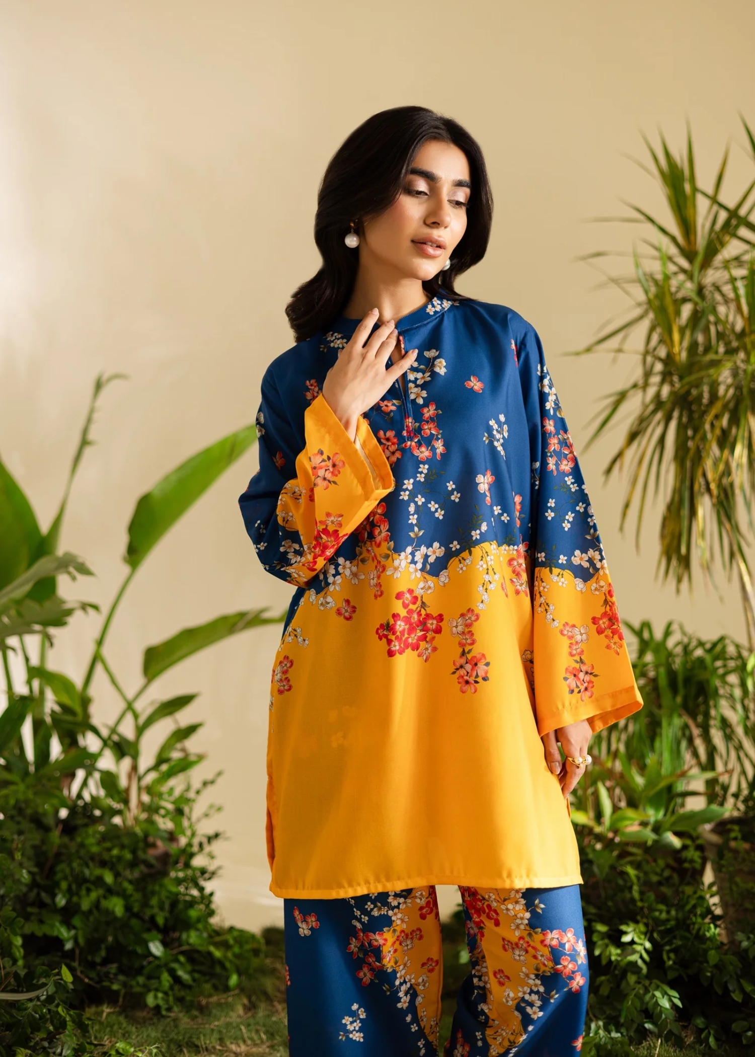 poly lawn Co Ord Sets in Blue