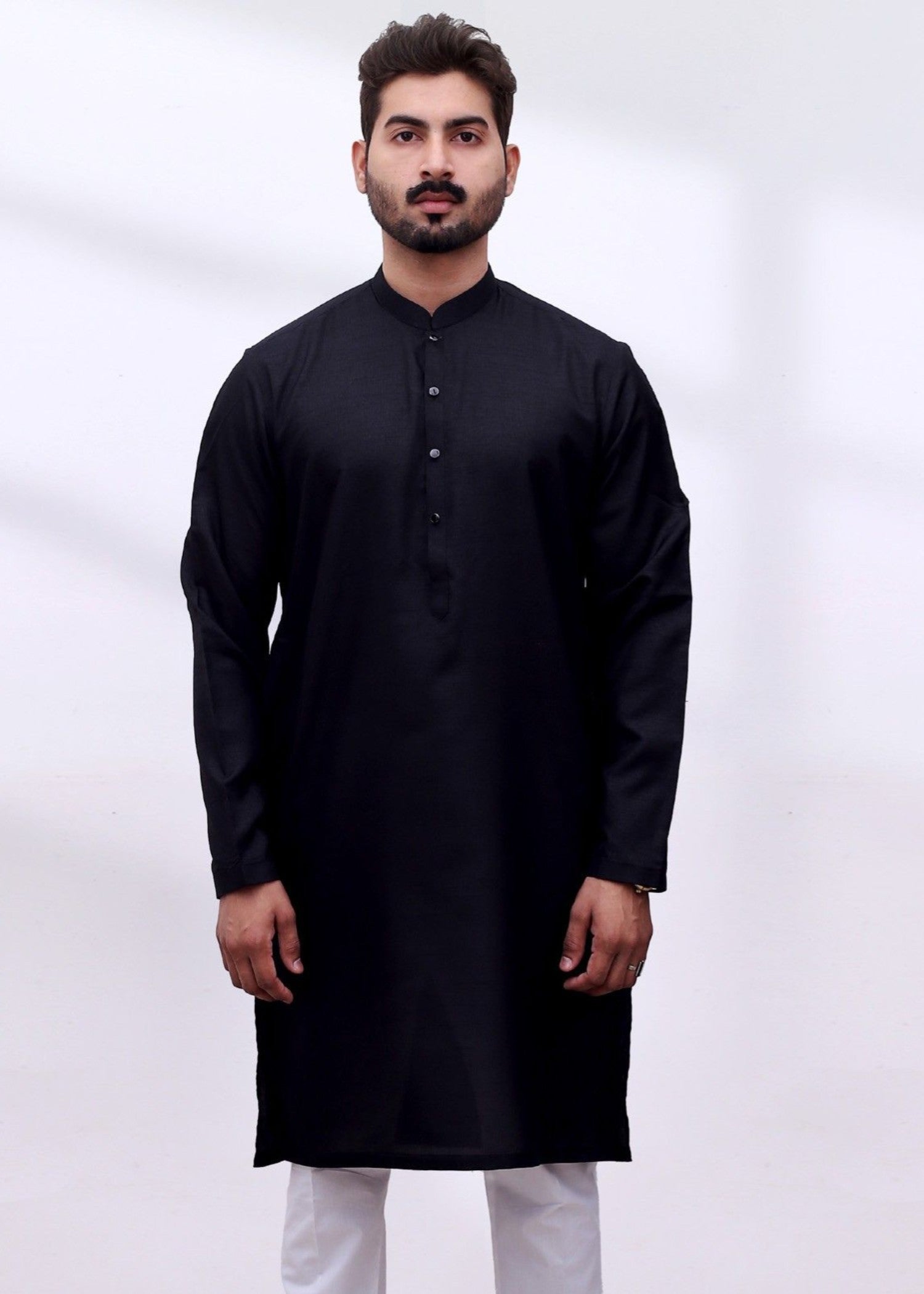 viscose raw silk Kurta in Black