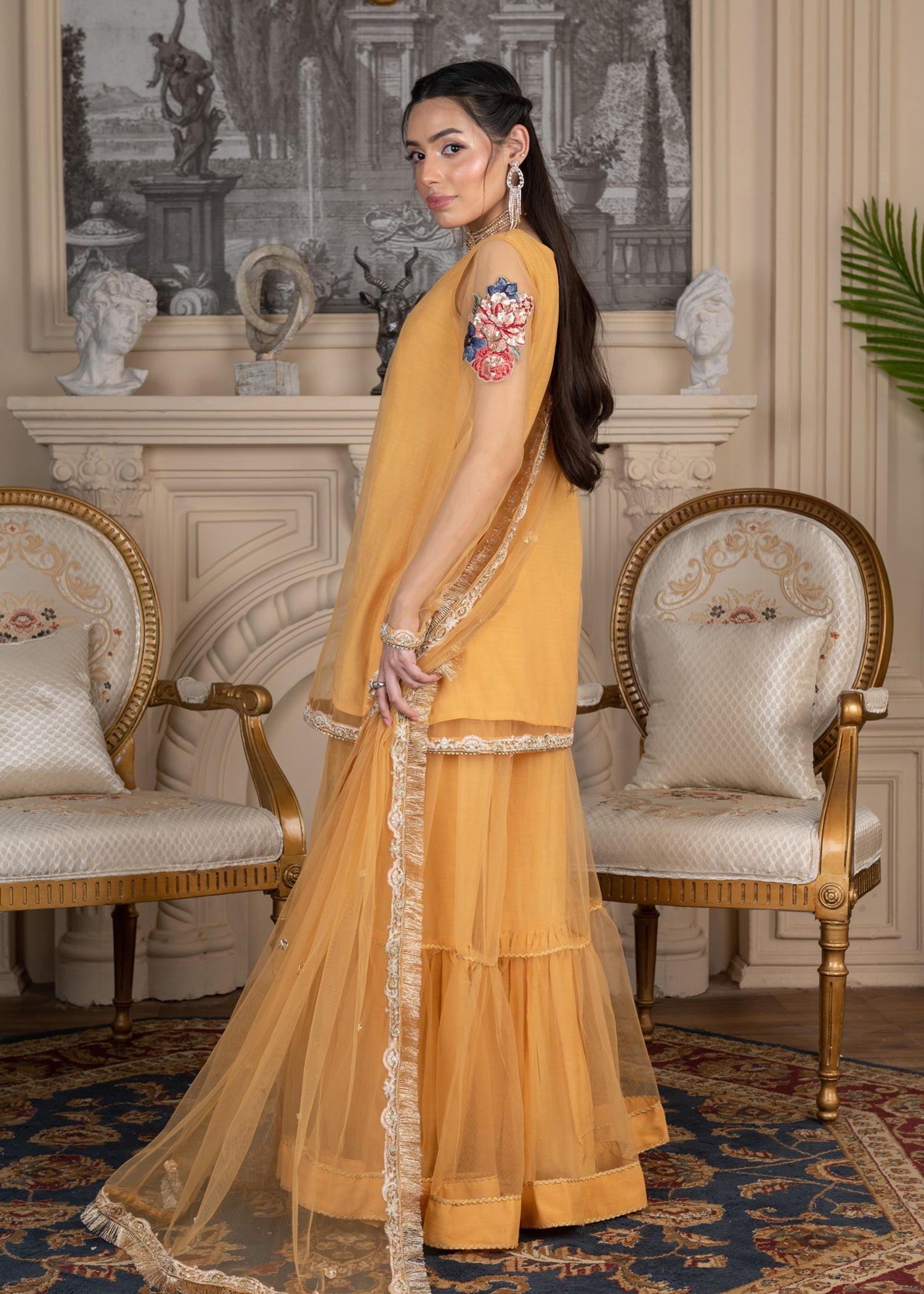 net Gharara in Mustard