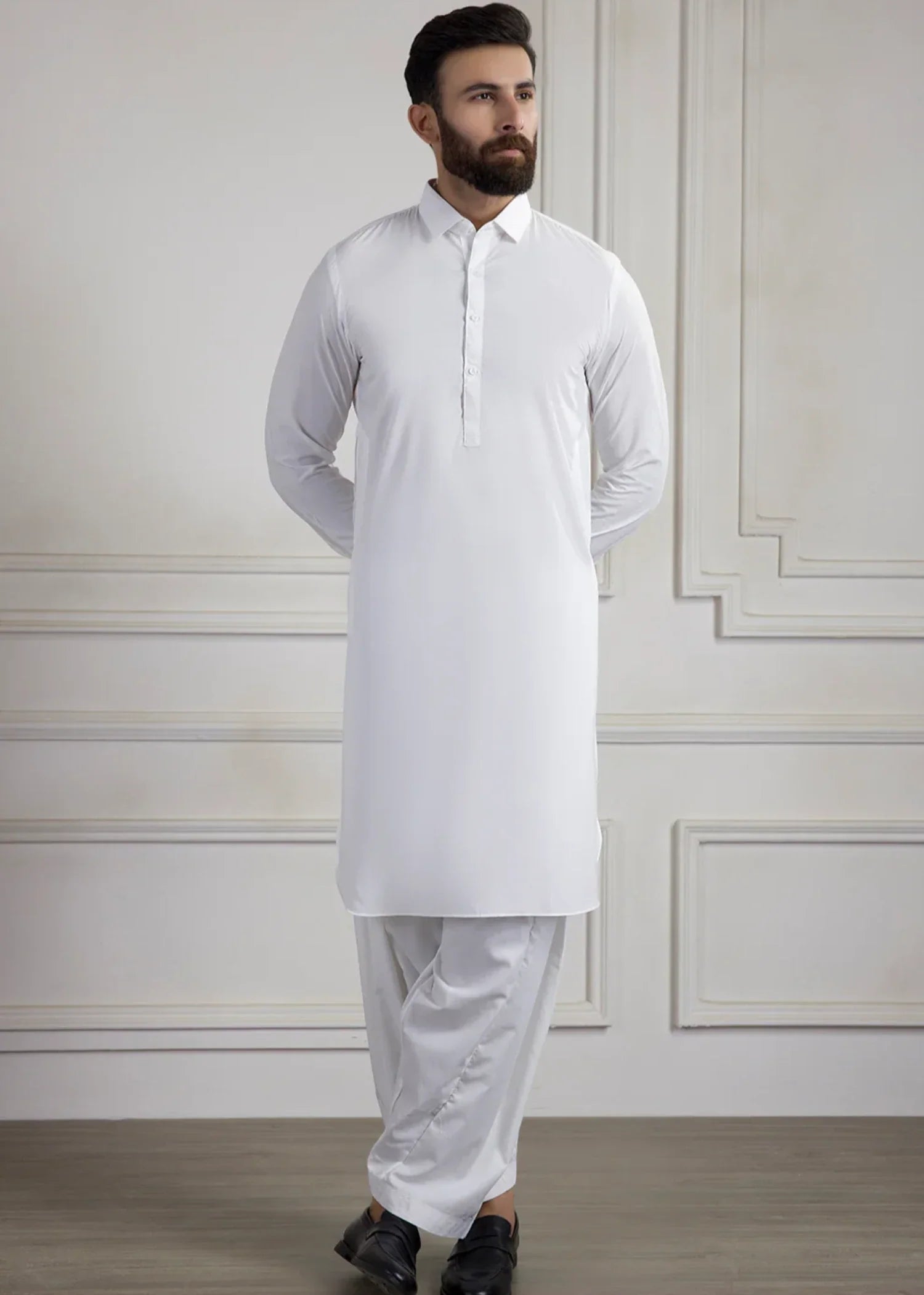 poly viscose Shalwar Kameez in Off-white by Zellbury