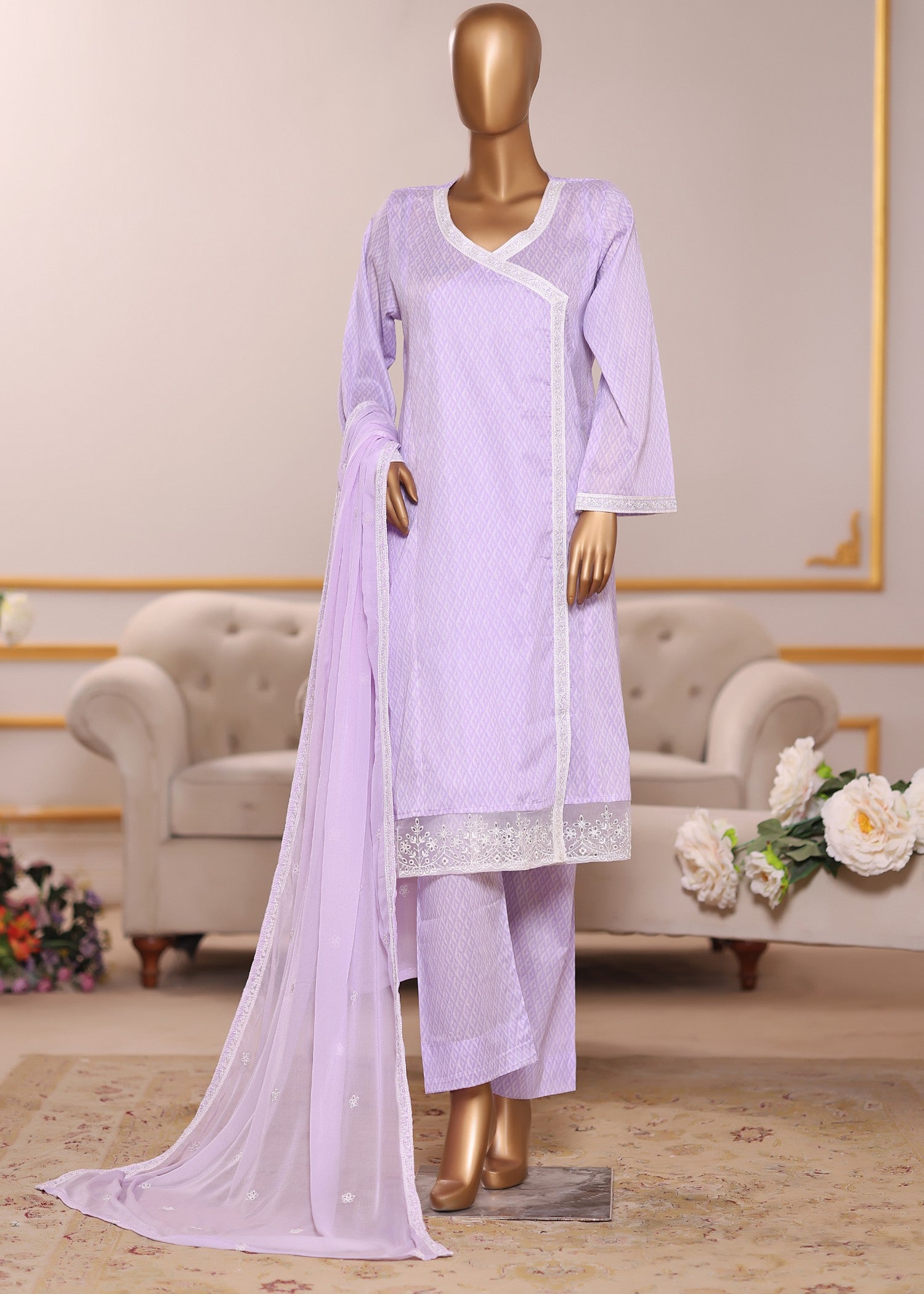 polycotton Angrakha in Lilac