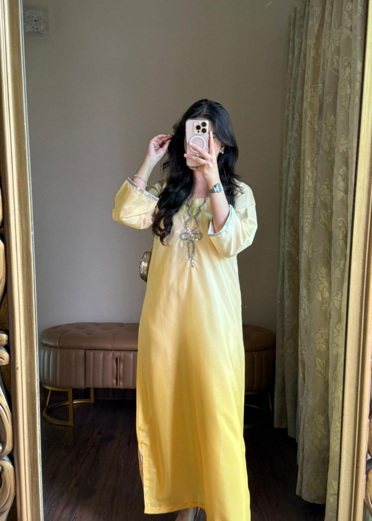 silk grip Kurta Set in Yellow