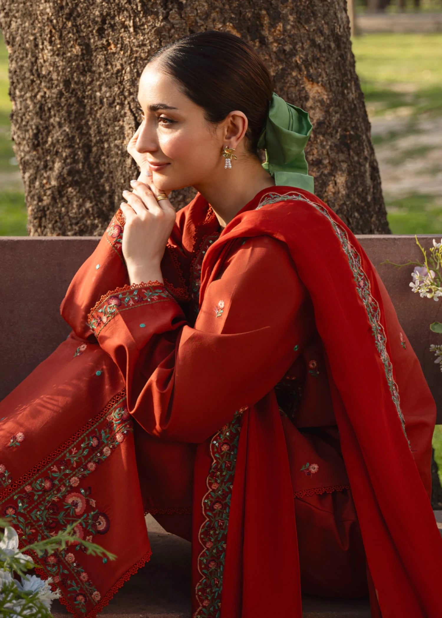 cotton Kurta Set in Brick red
