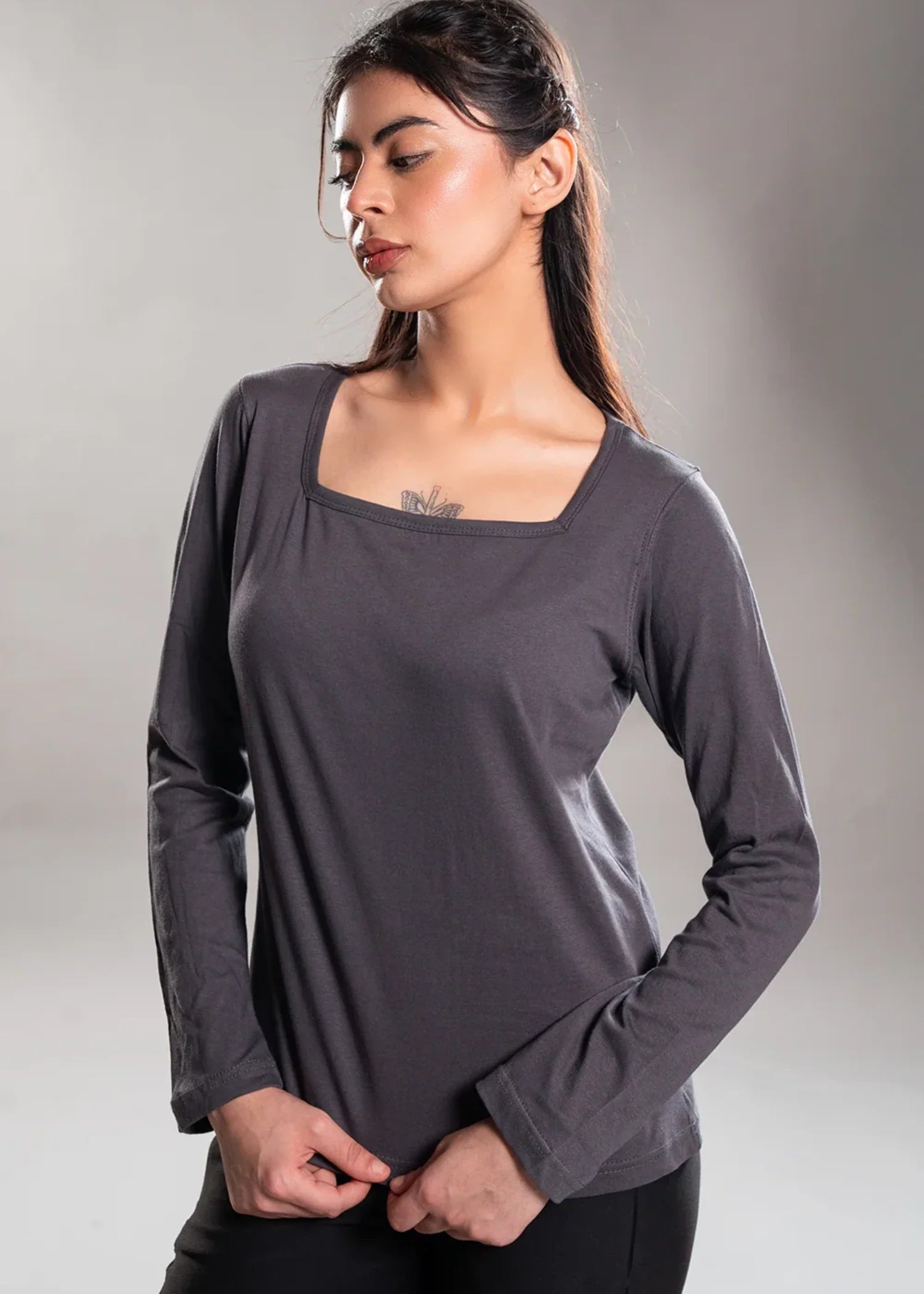 cotton T Shirt in Steel teal