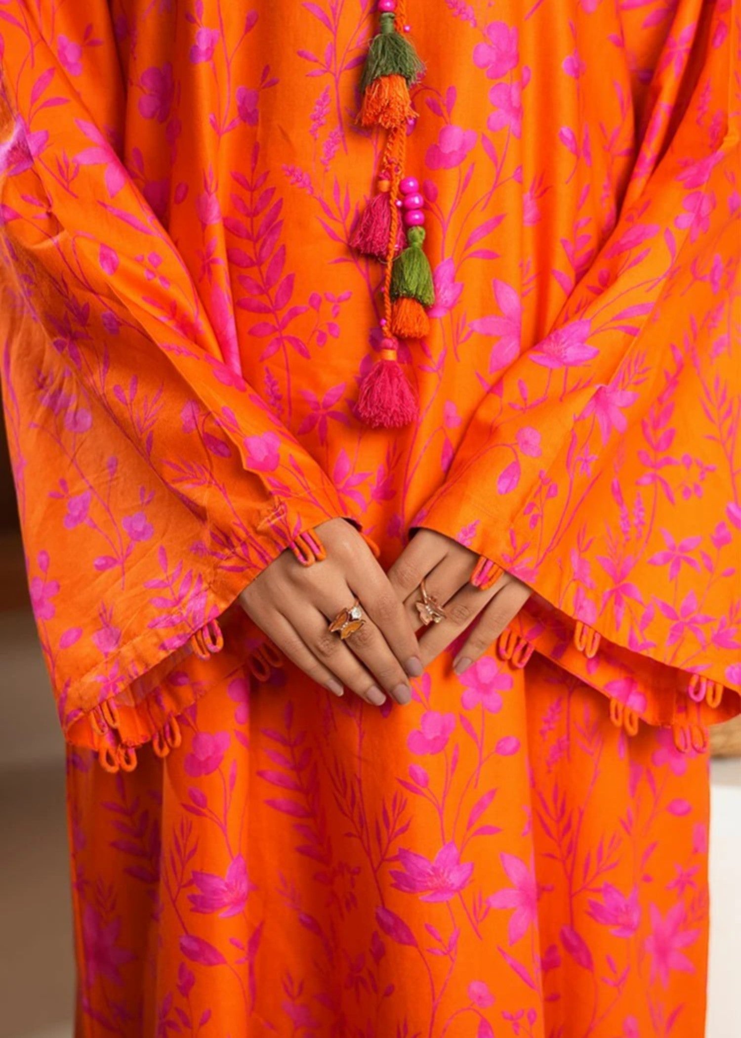 cambric Kaftan in Pumpkin orange