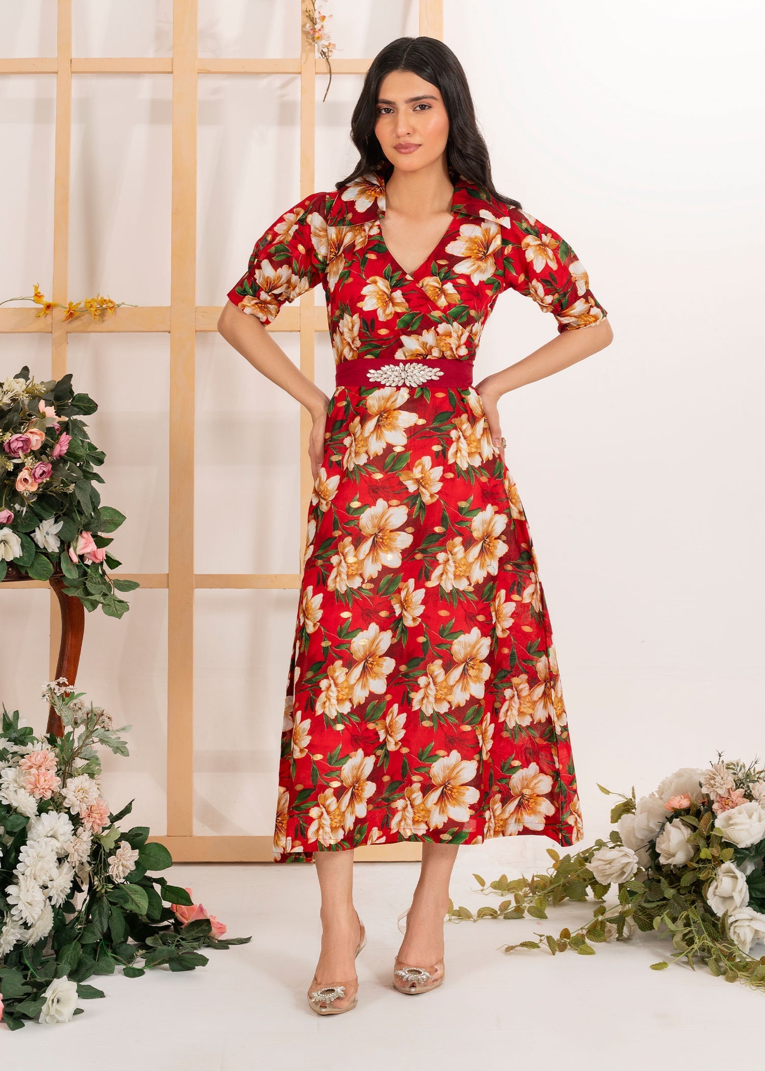lawn Maxi in Blood red