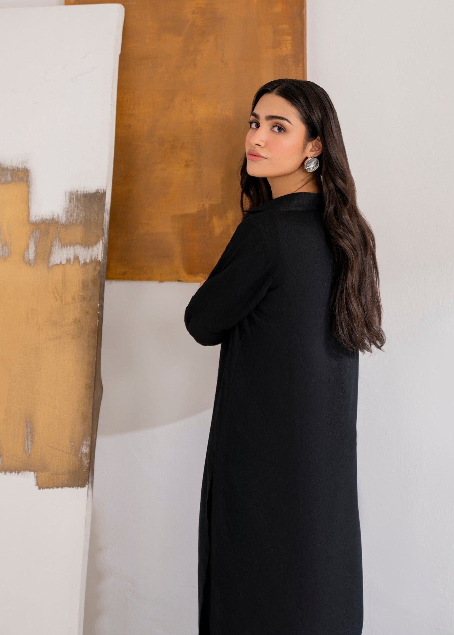 silk karandi Kurta Set in Black