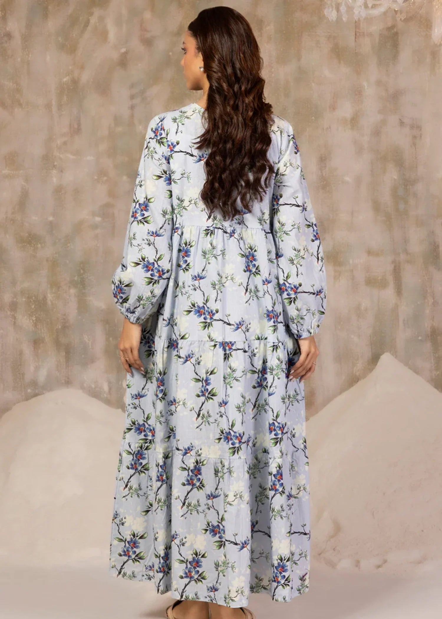 khaddar Maxi in Ice blue