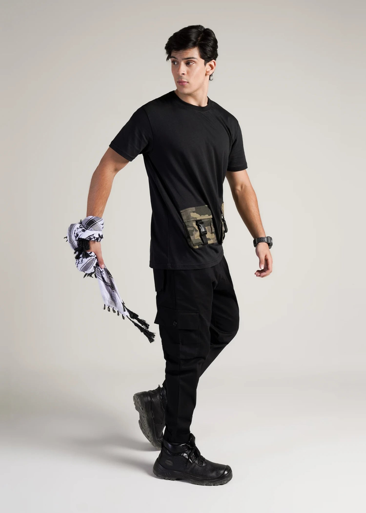 cotton jersey T Shirt in Black