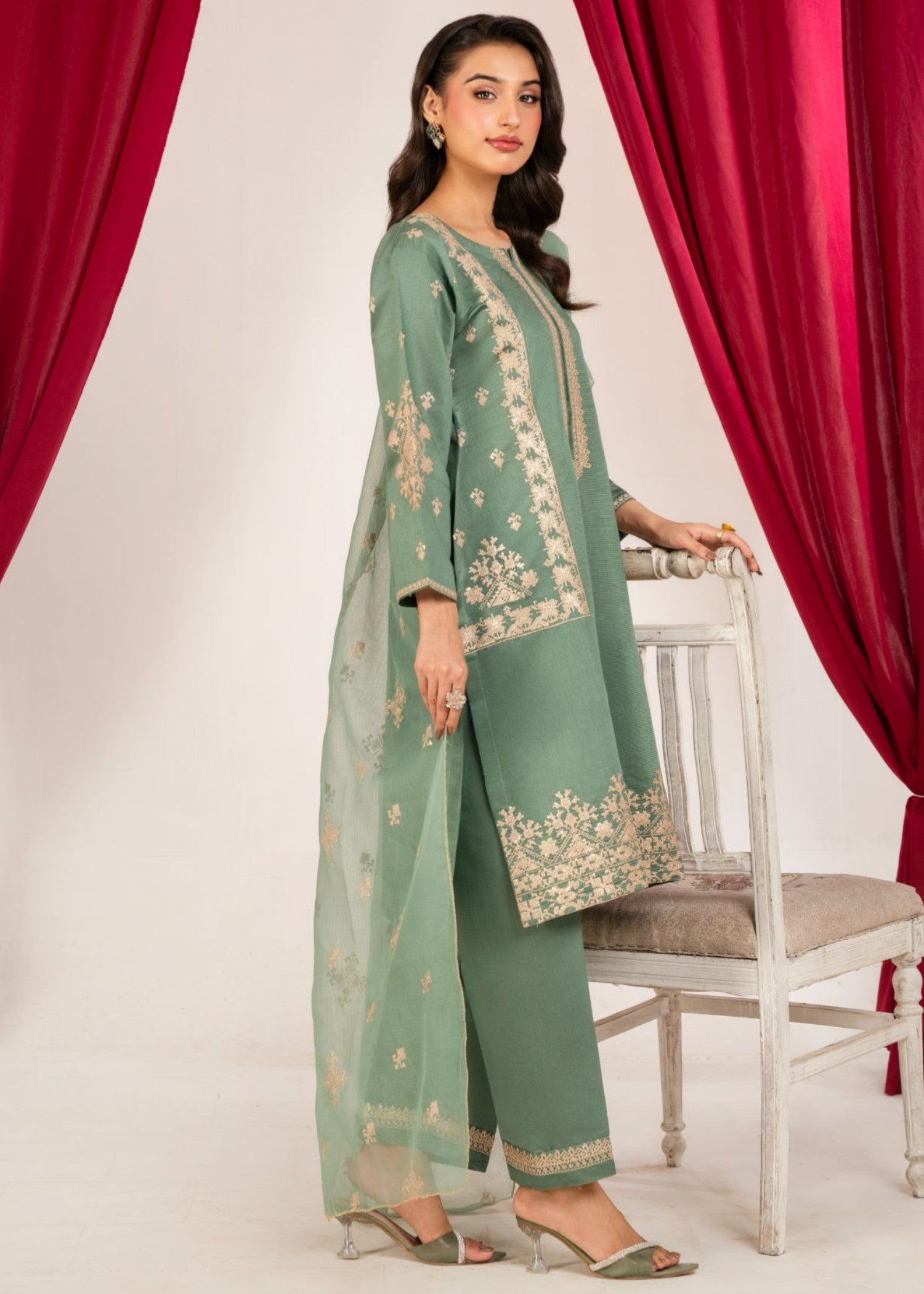 cotton masuri Kurta Set in Sea green