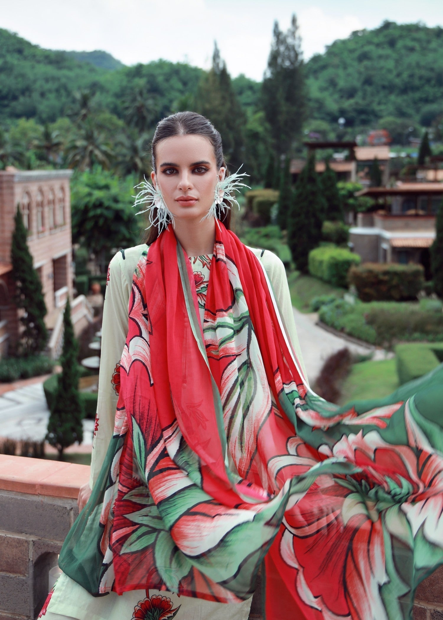 lawn Sharara in Moss green