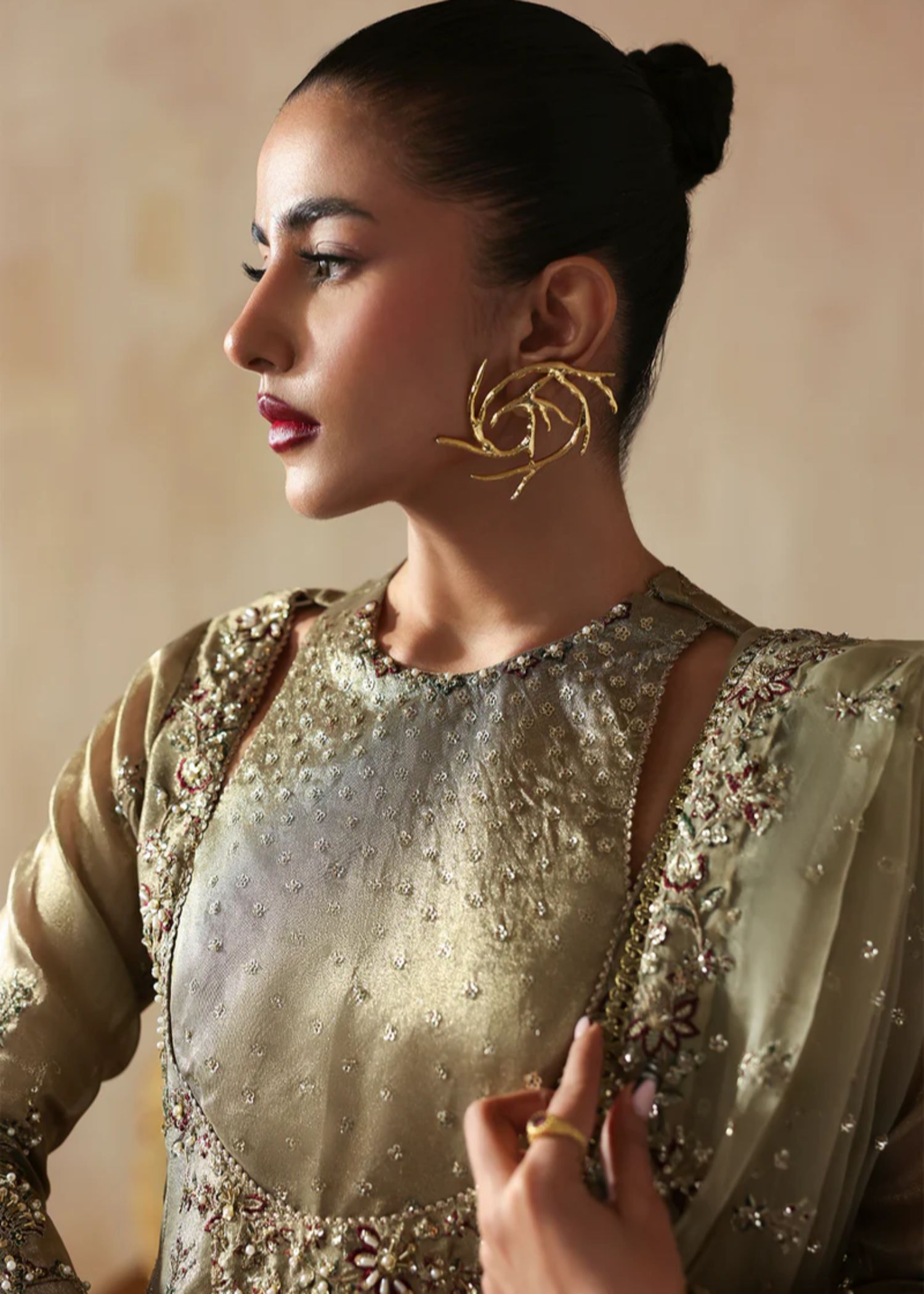 indian tissue Unstitched in Sage green