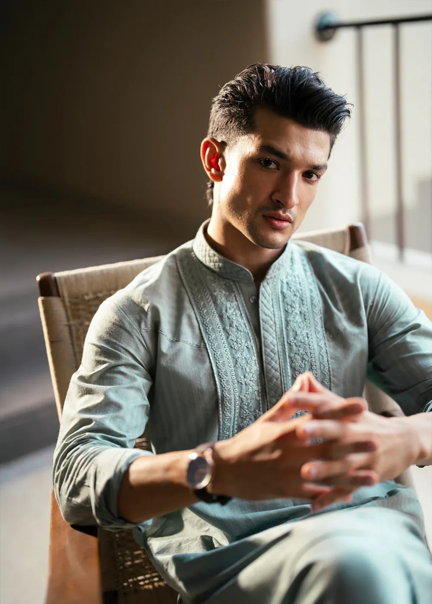 cotton dobby Kurta Set in Mint green