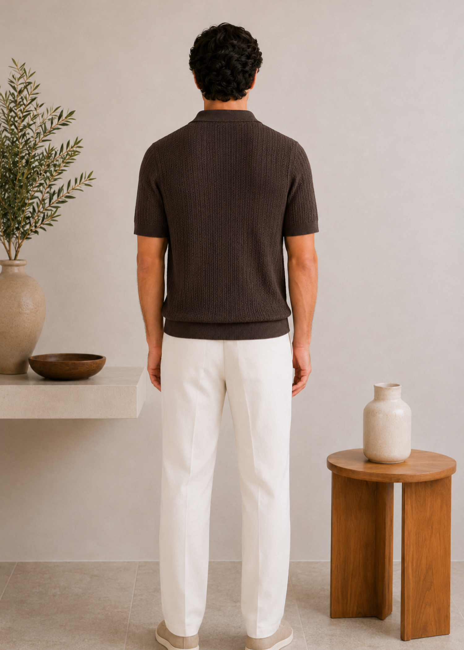 cotton Polo Shirt in Dark brown