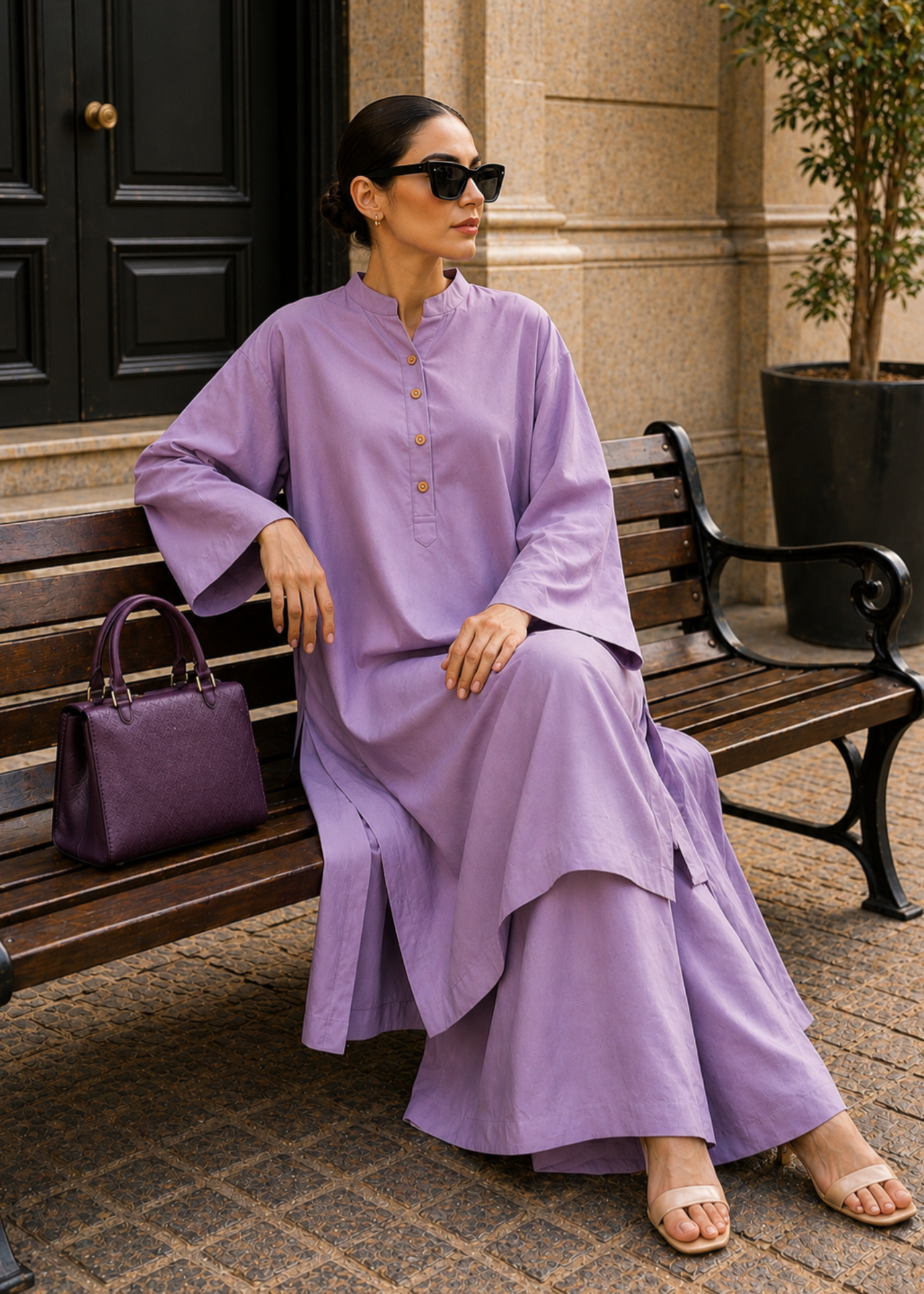 cotton Co Ord Sets in Mauve