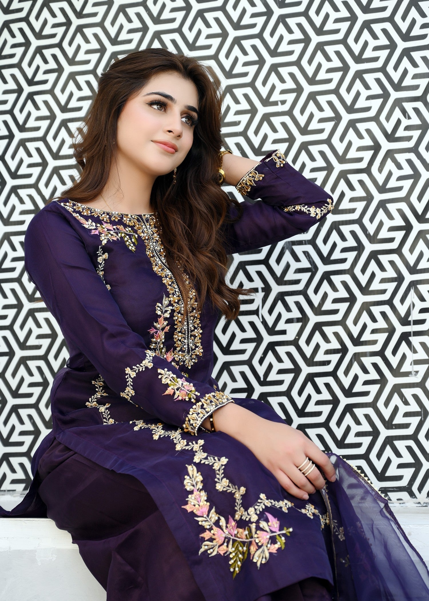 organza Sharara in Purple