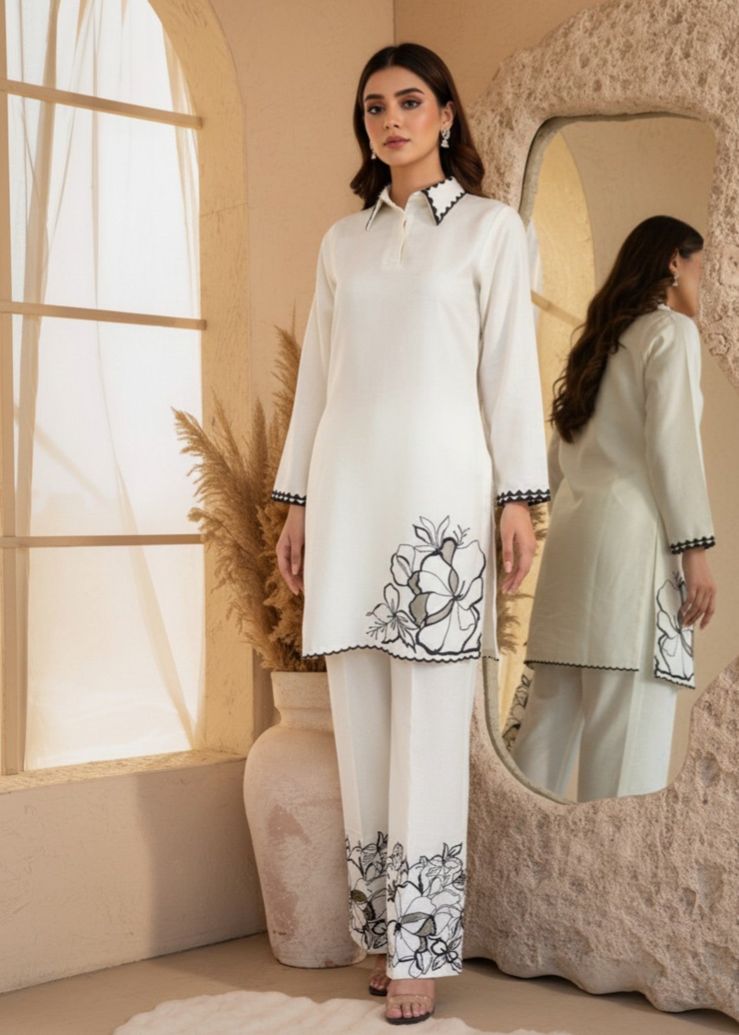 dhanak Co Ord Sets in White