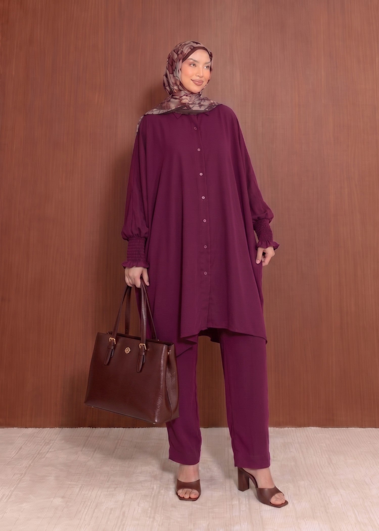 crepe georgette Co Ord Sets in Plum