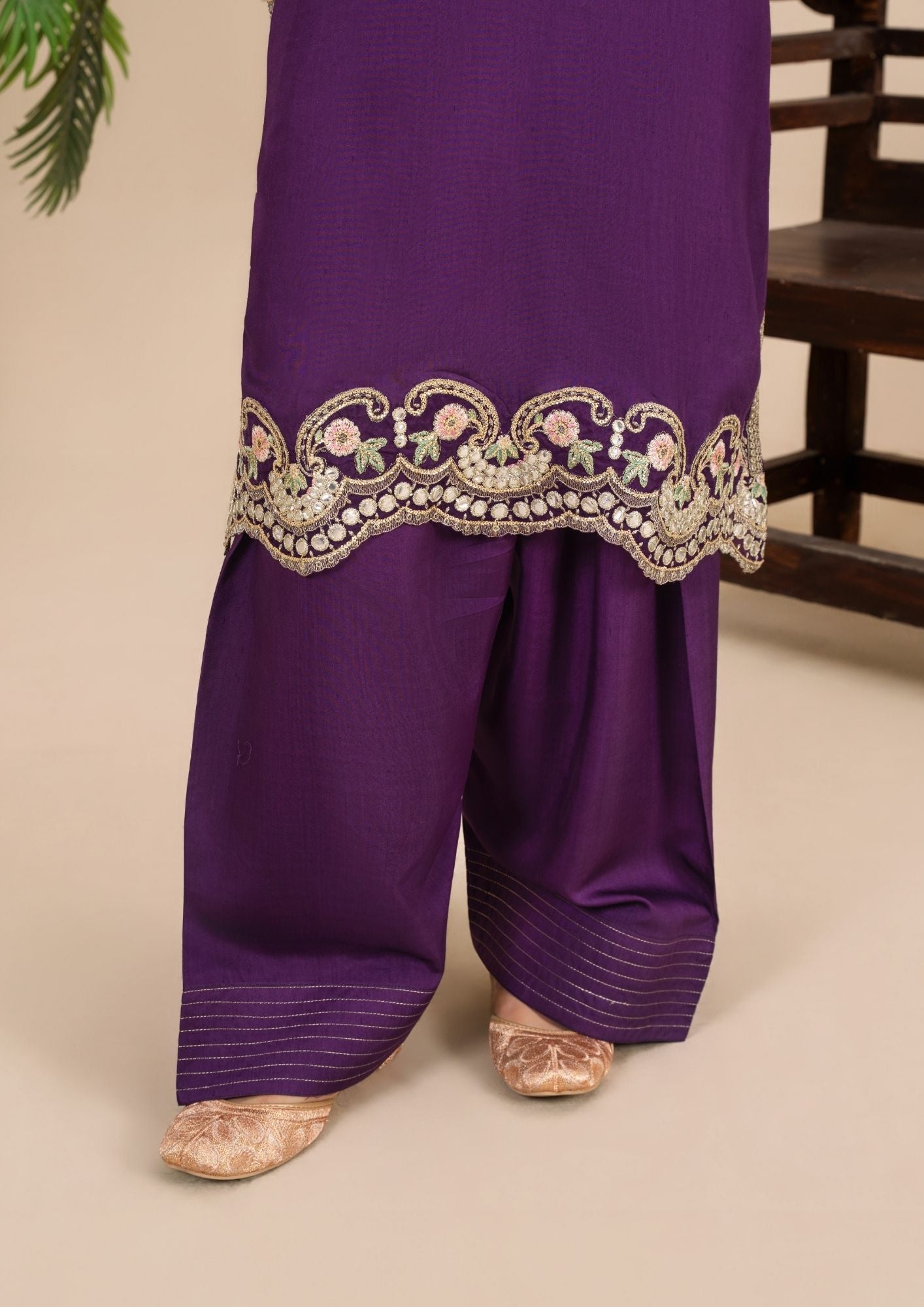 viscose thai silk Kurta Set in Plum