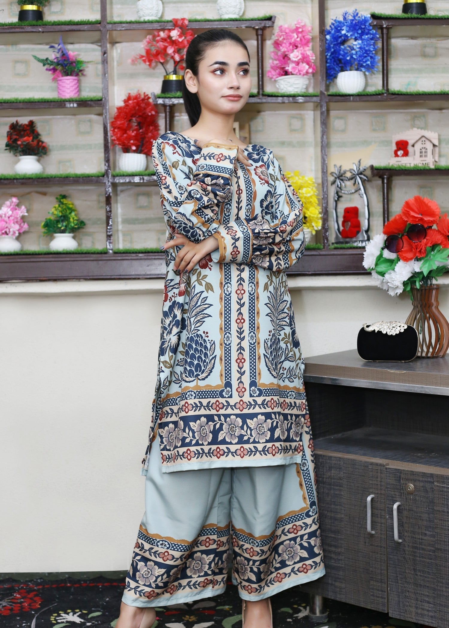 poly lawn Co Ord Sets in Frost blue
