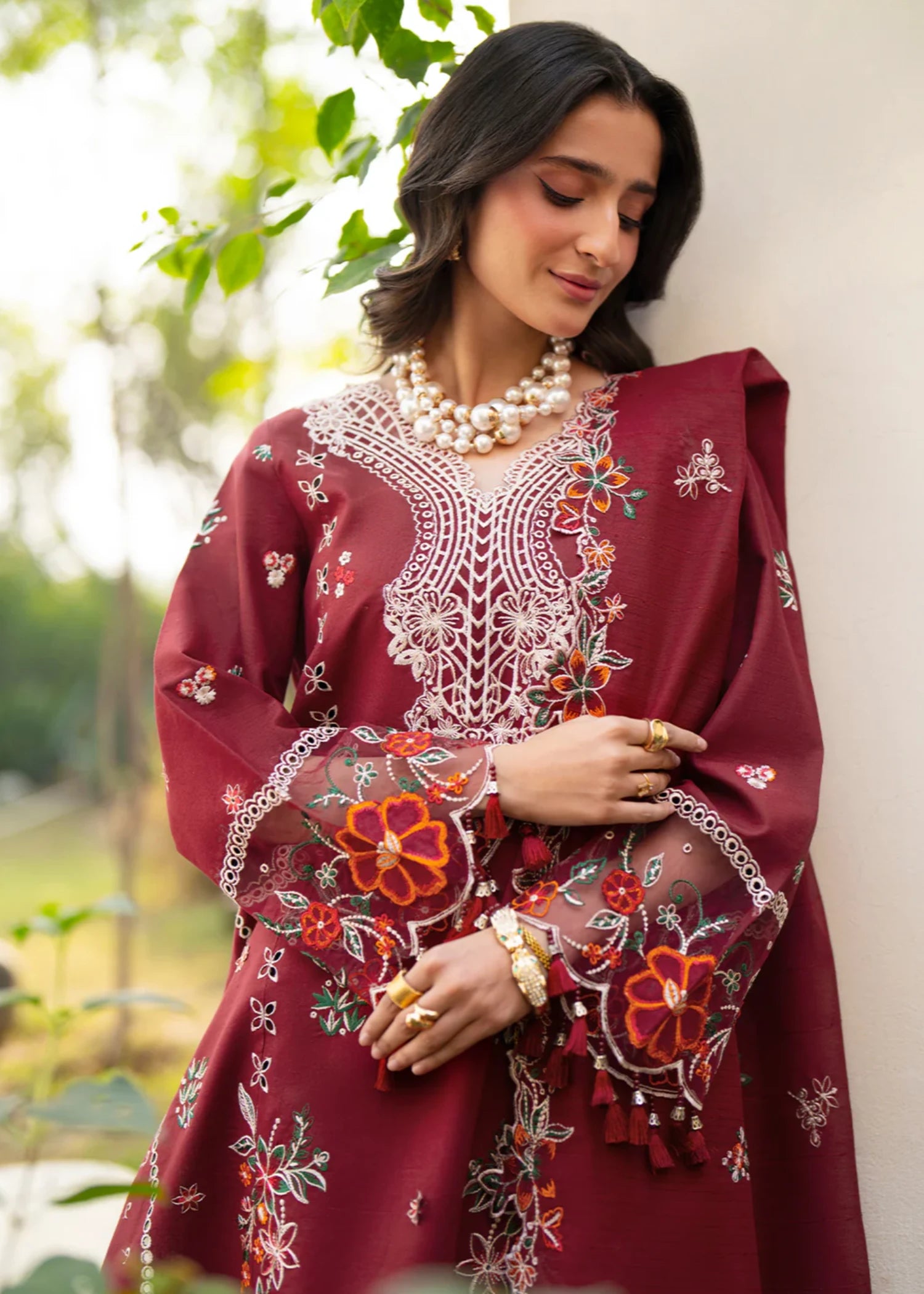 lawn Unstitched in Burgundy