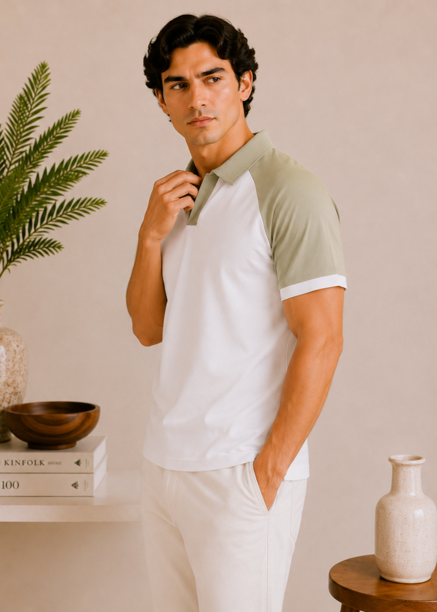 cotton pique Polo Shirt in Mint green, white