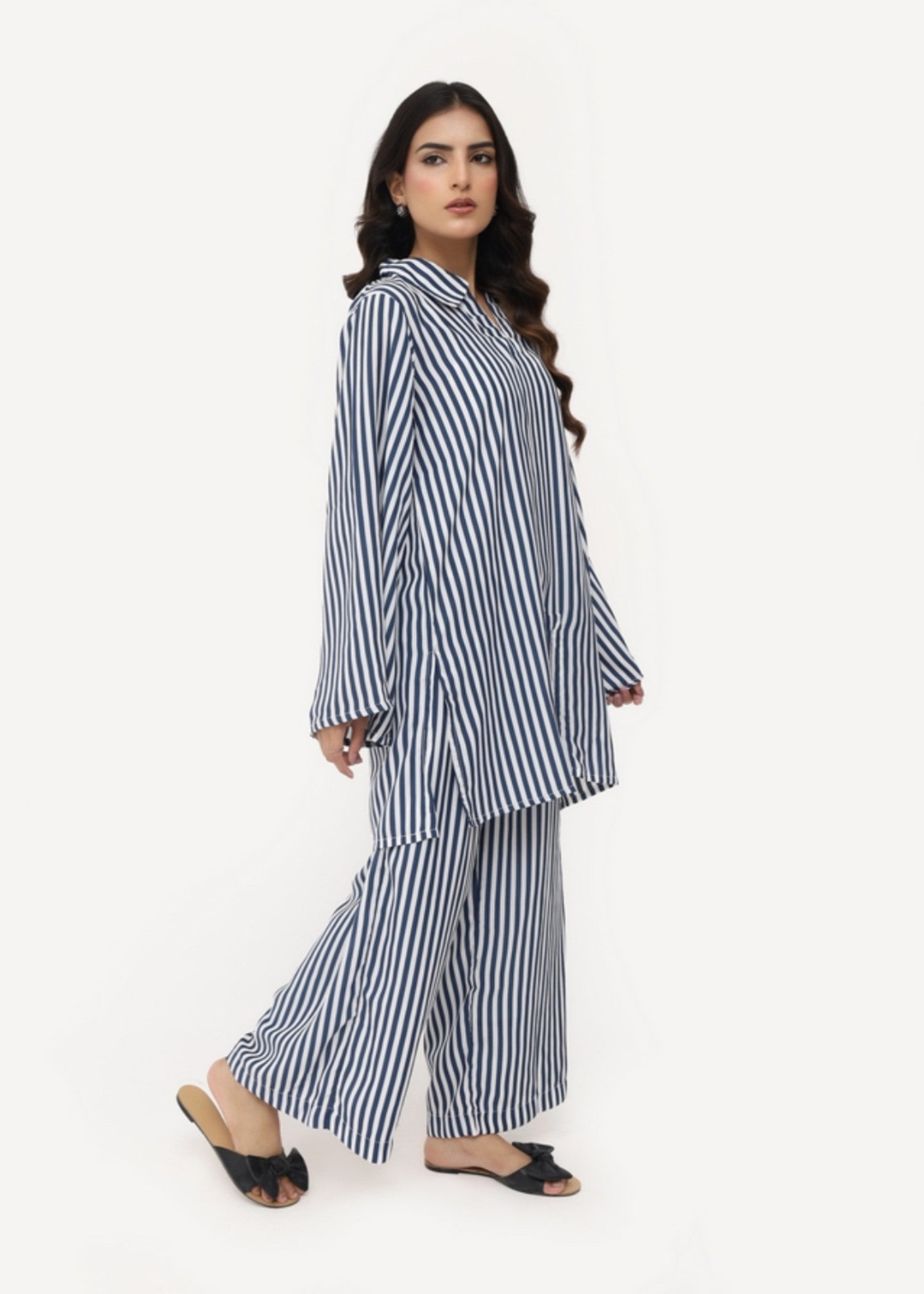 silk finish lawn Co Ord Sets in Navy blue
