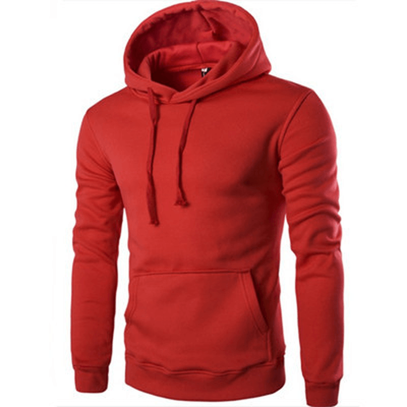 Pure Color Slim Men'S Hooded Long Sleeve Casual Simple Pullover Sweater