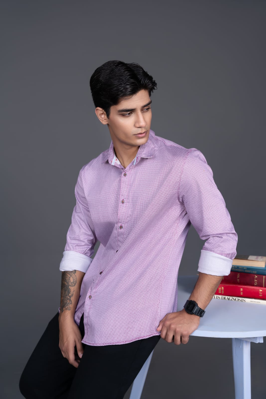 cotton viscose Casual Shirt in Lilac