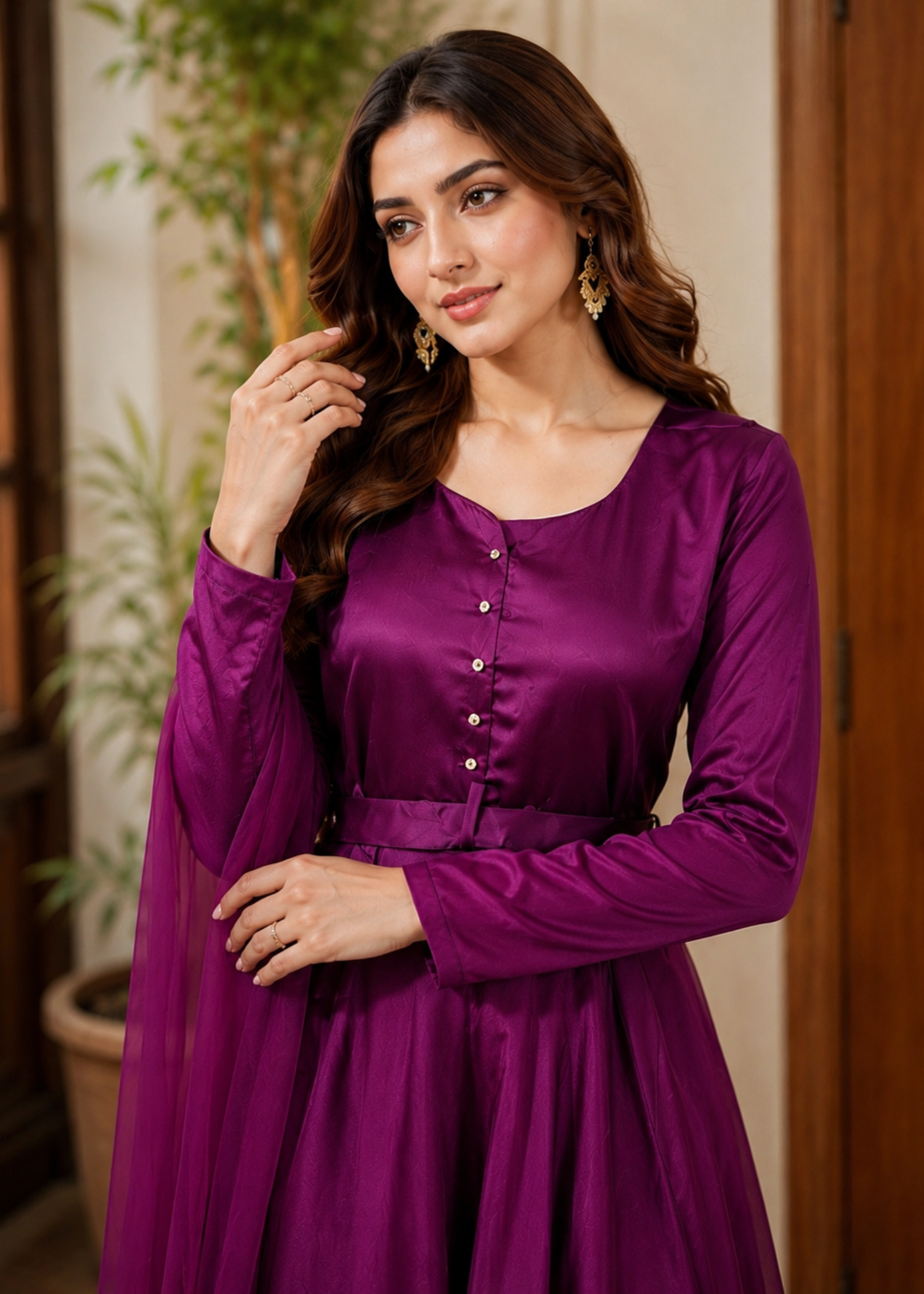 silk charmeuse Maxi in Magenta haze