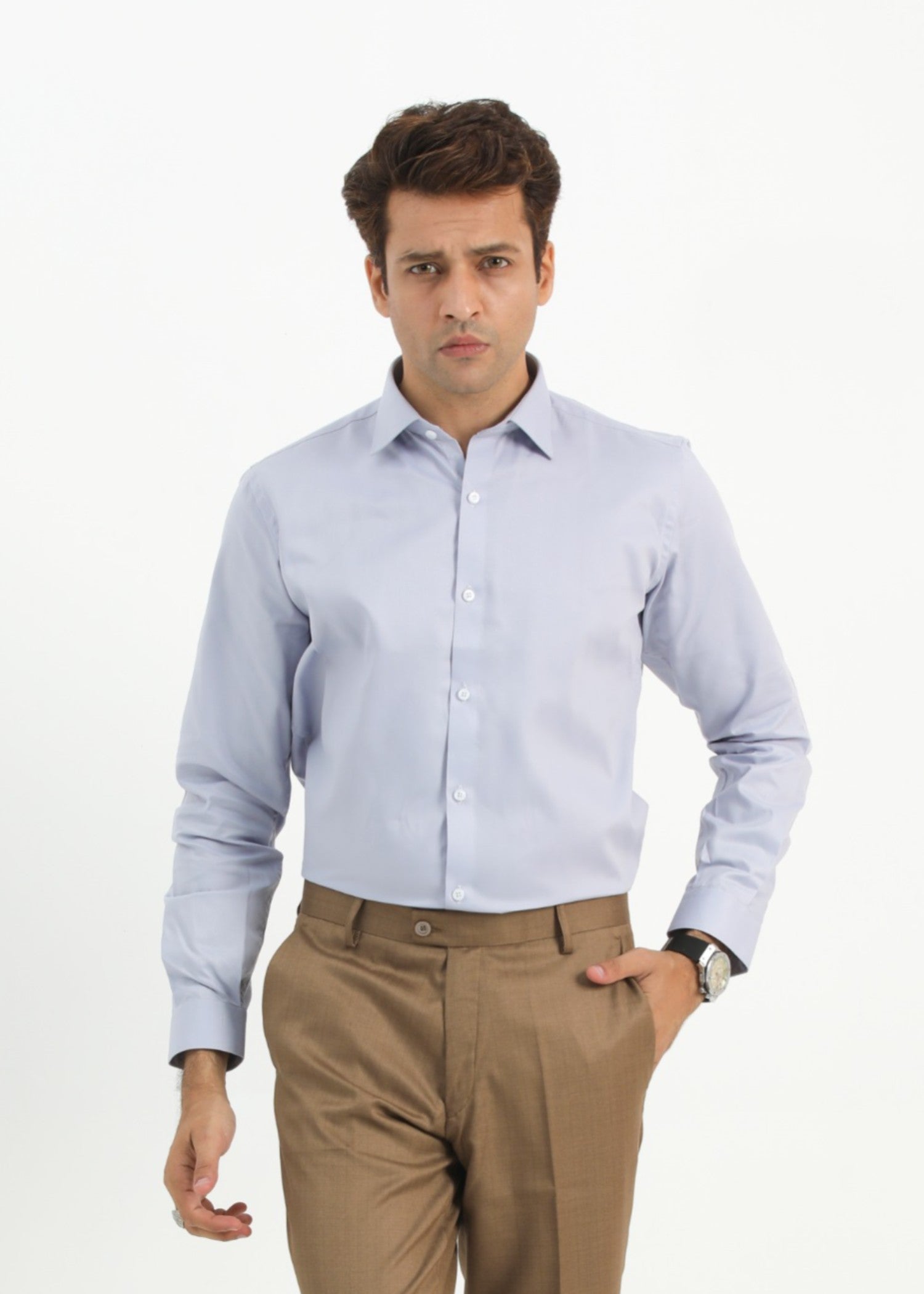 cotton silk Formal Shirt in Powder blue
