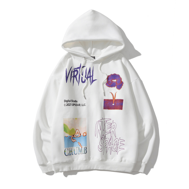 Printed Pullover Hooded Sweatshirt Pullover