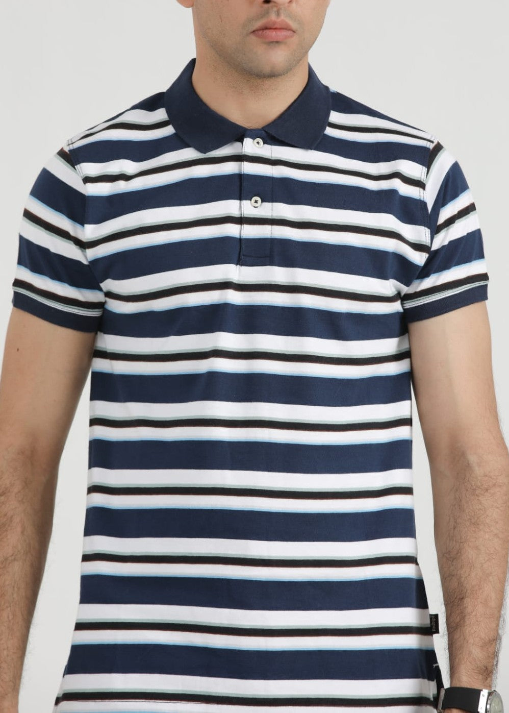 single jersey knit Polo Shirt in Navy blue